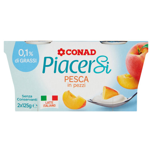 0,1% di Grassi Pesca in pezzi 2 x 125 g Piacersi Conad