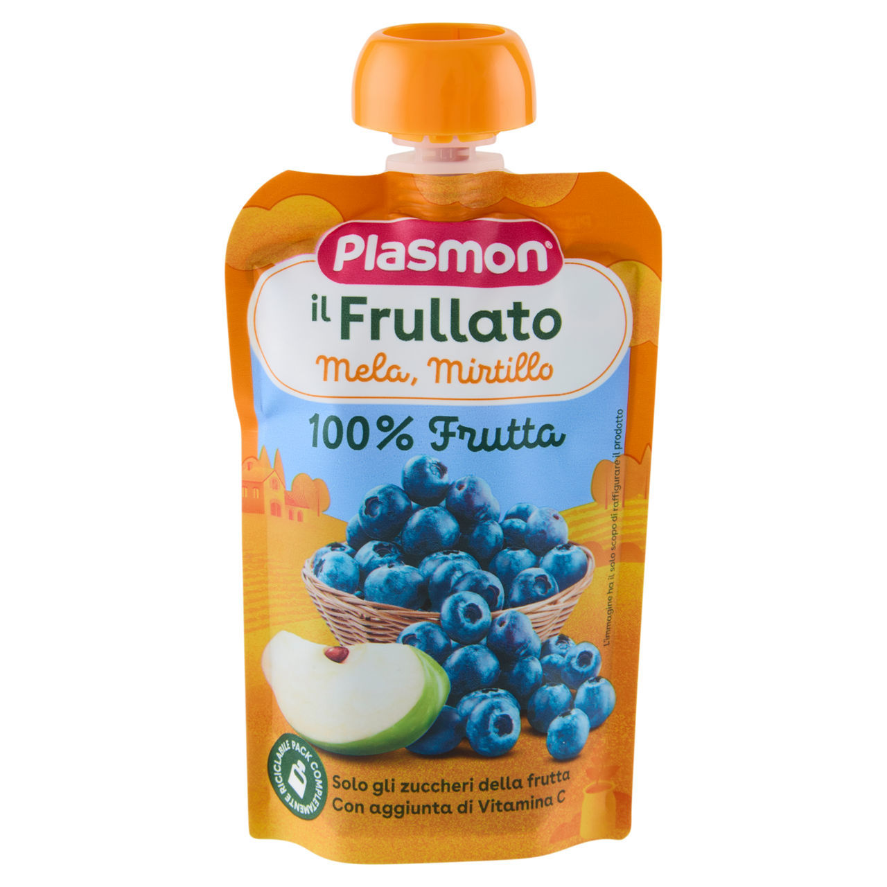 100% Frutta Plasmon mela e mirtillo 100 g