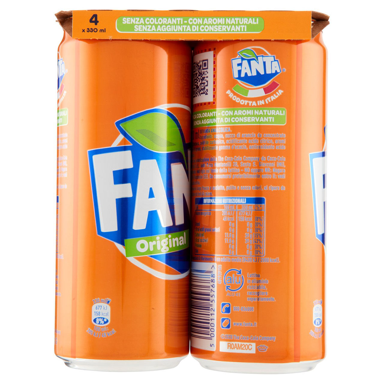 Fanta Original, Bibita Gassata 330ml x 4