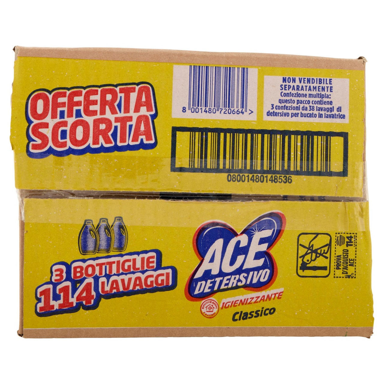 Ace Detersivo Igienizzante Classico 3 x 38 Lavaggi 3 x 1900 ml