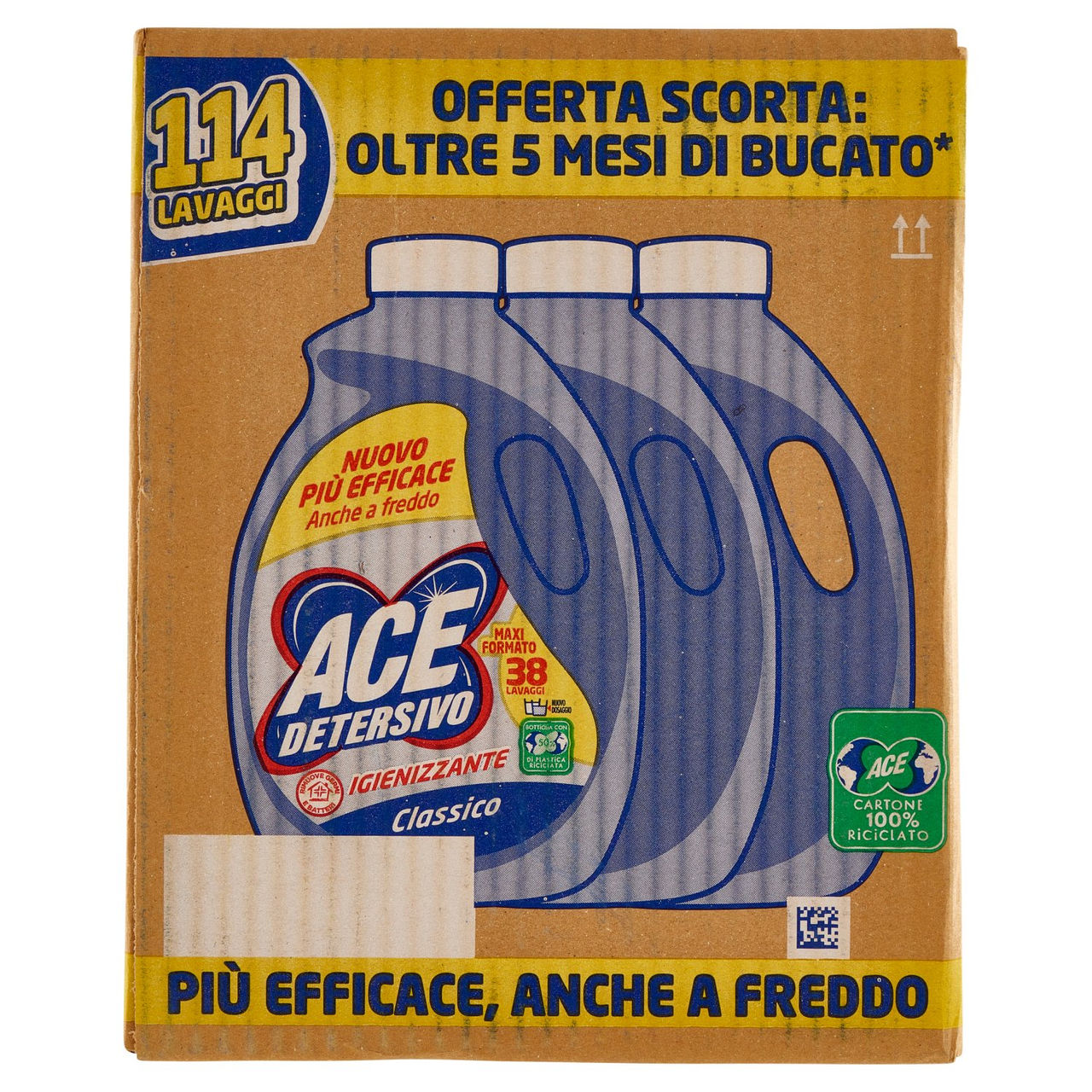 Ace Detersivo Liquido Igienizzante Classico 3 x 38 Lavaggi 3 x 1900 ml