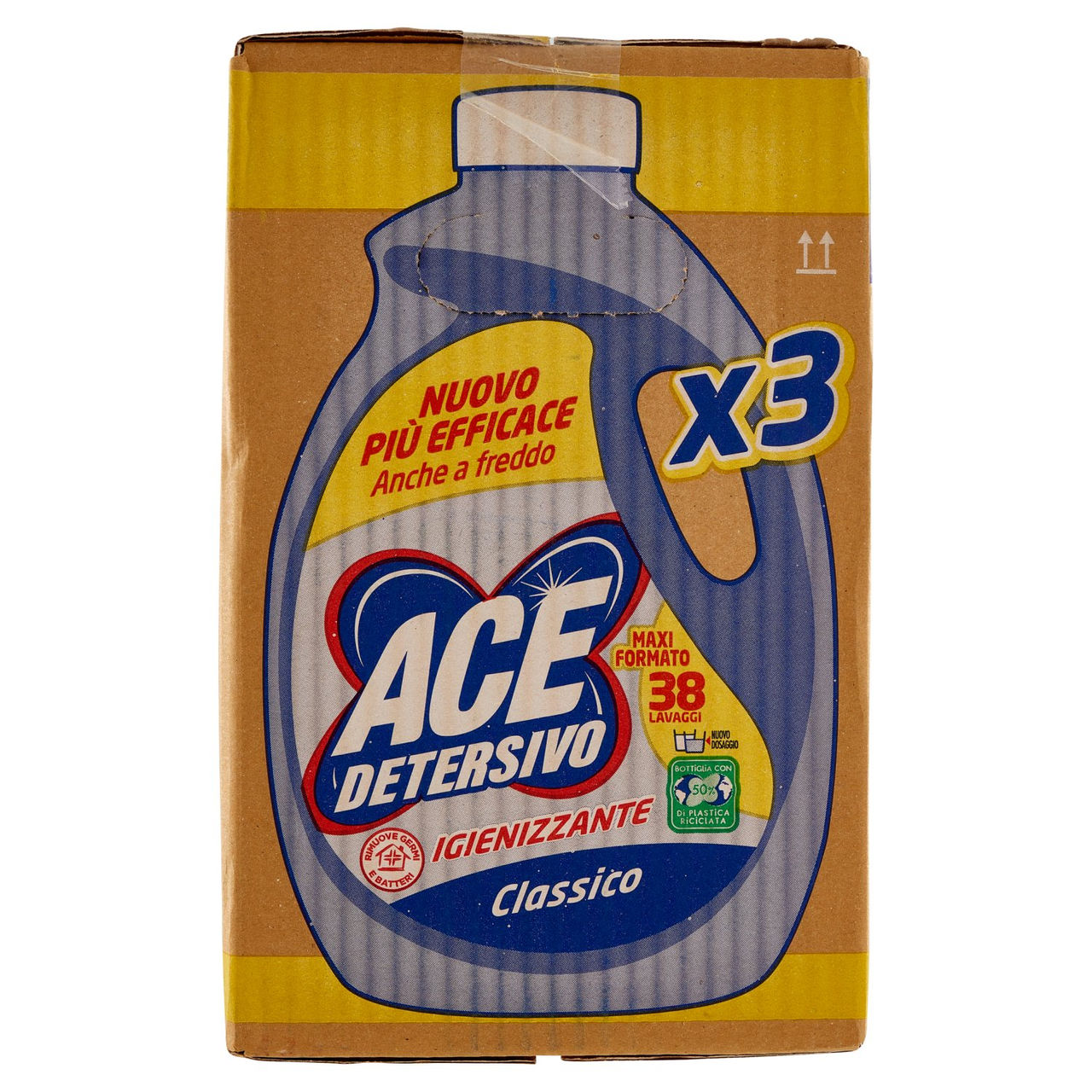 Ace Detersivo Liquido Igienizzante Classico 3 x 38 Lavaggi 3 x 1900 ml