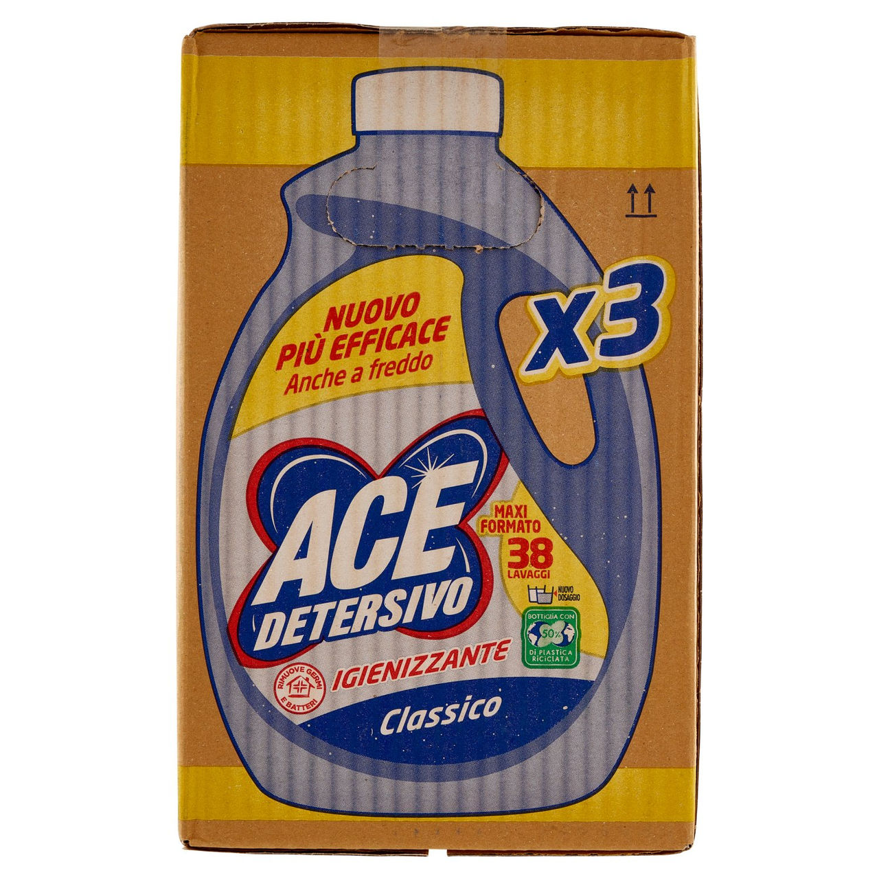 Ace Detersivo Liquido Igienizzante Classico 3 x 38 Lavaggi 3 x 1900 ml