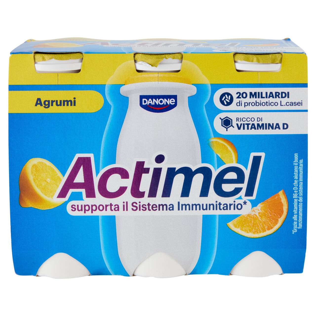 ACTIMEL, Yogurt da Bere con Vit B6 e D per il Sistema Immunitario, gusto Agrumi, 6X100g