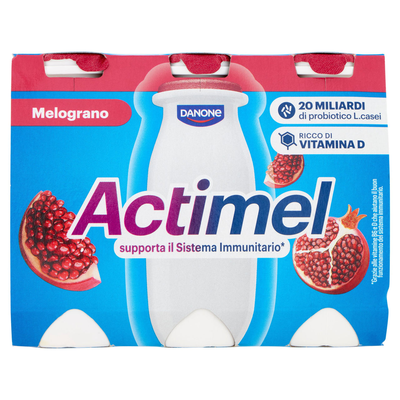 ACTIMEL, Yogurt da Bere con Vit B6 e D per il Sistema Immunitario, gusto Melograno, 6X100G