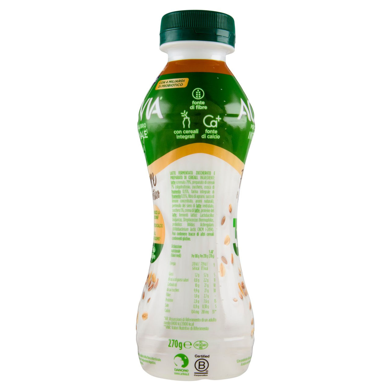 ACTIVIA da Bere, Fibre e probiotico, Cereali, Fonte di Calcio, aiuta metabolismo e digestione,270g