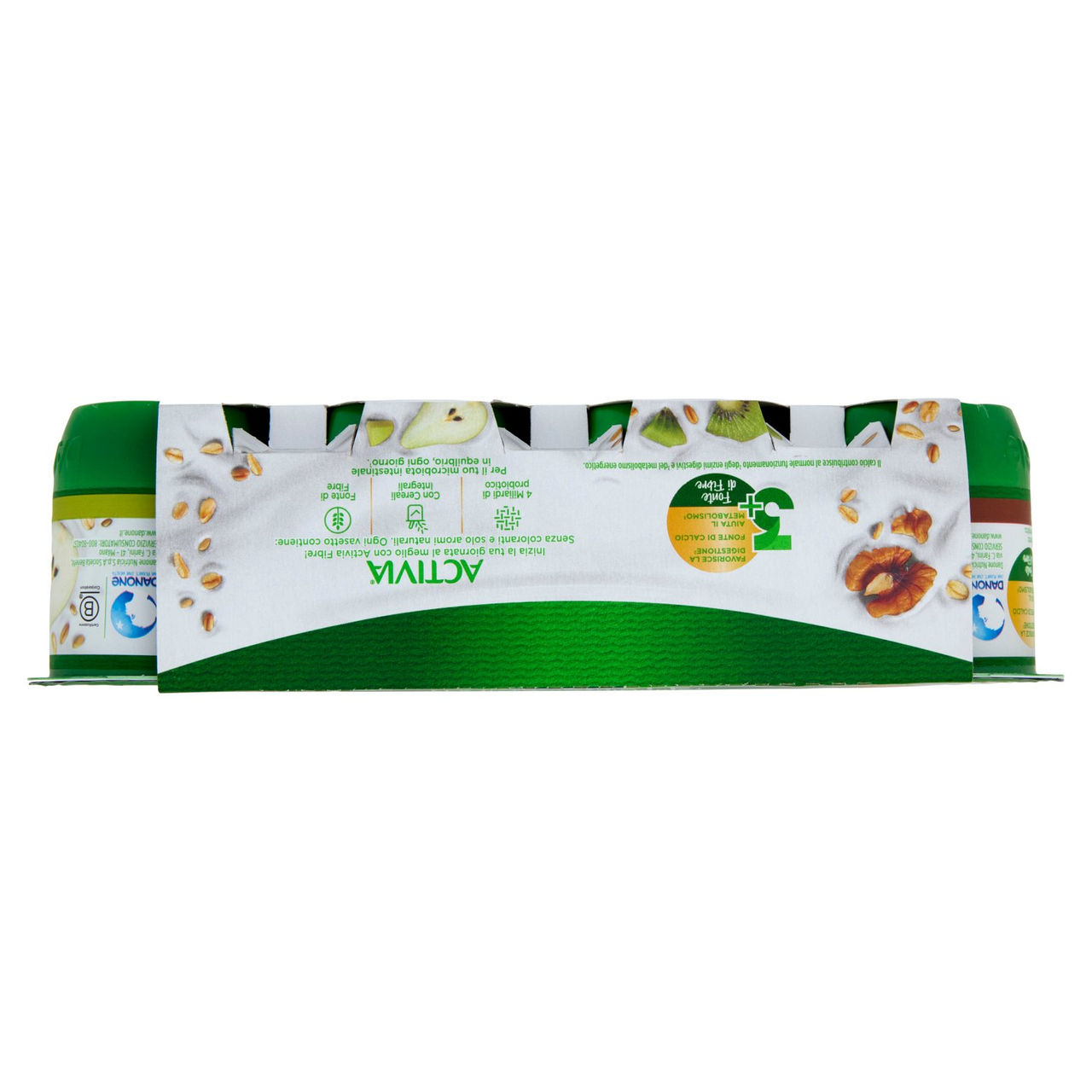 ACTIVIA Fibre e Frutta,Yogurt con Probiotico Bifidus,mix Cereali Bianco/Pera/Avena Noci/Kiwi,8x125g