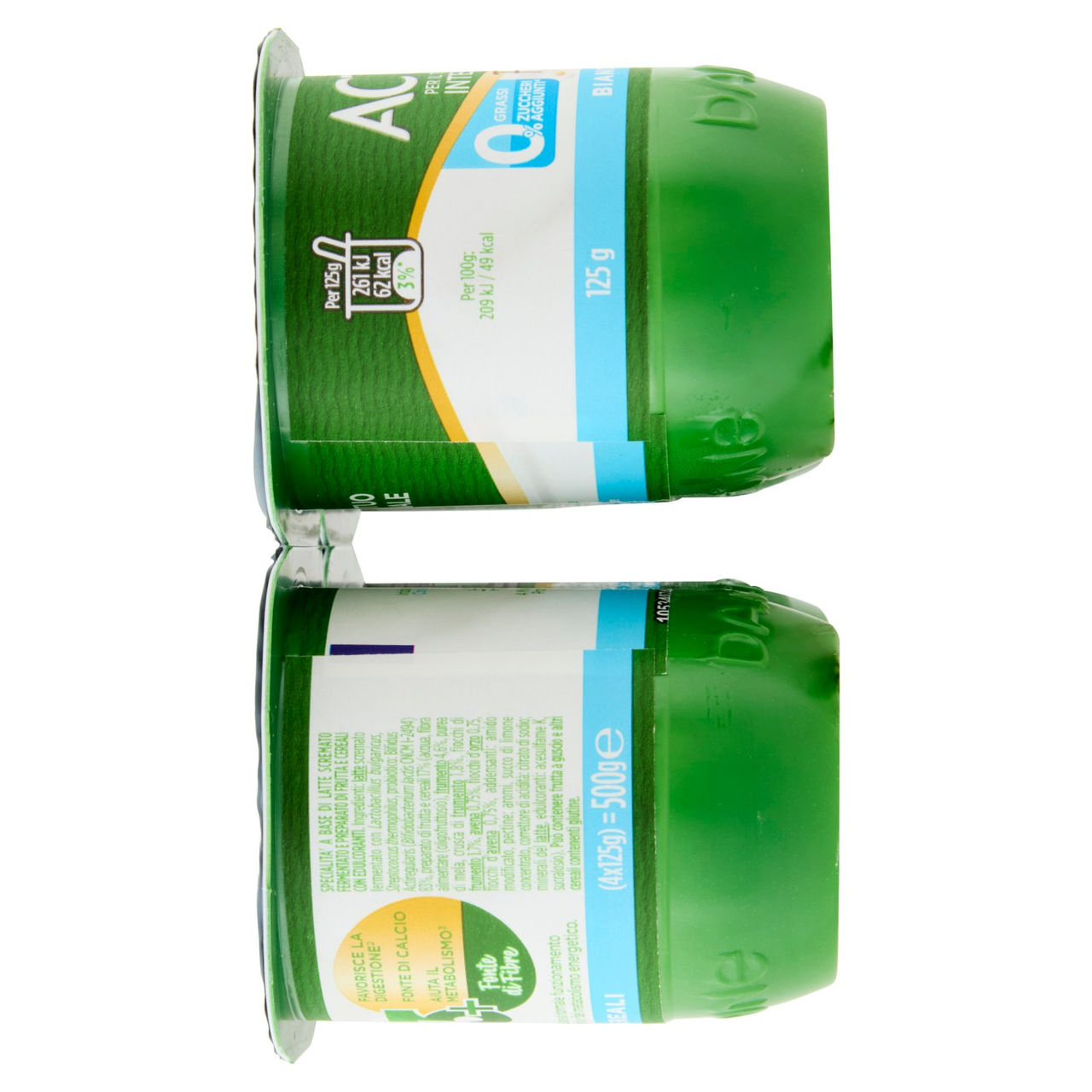 ACTIVIA Fibre, Yogurt con Probiotico Bifidus, 0% Grassi, 0% Zuccheri Aggiunti, Bianco Cereali,4x125g