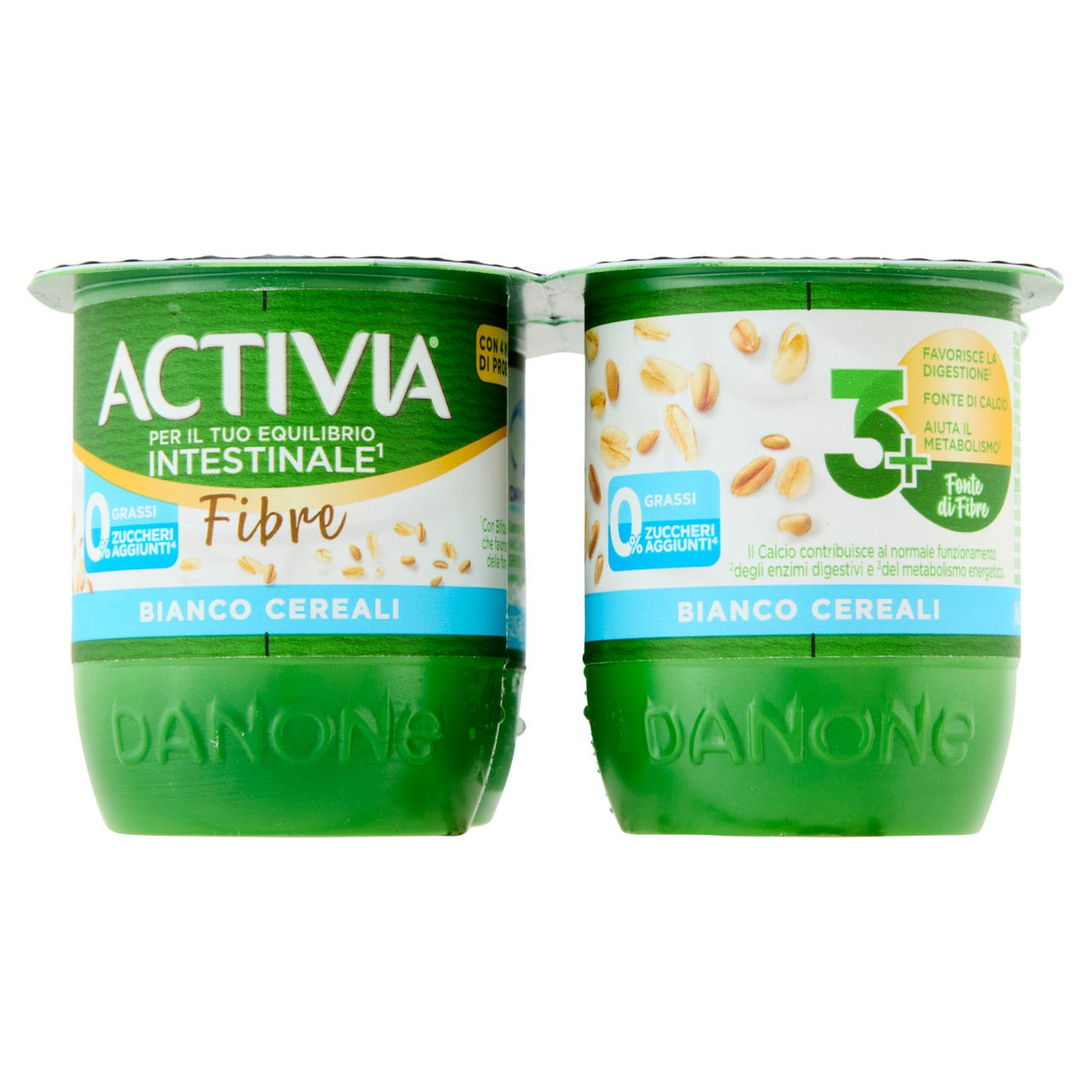 ACTIVIA Fibre, Yogurt con Probiotico Bifidus, 0% Grassi, 0% Zuccheri Aggiunti, Bianco Cereali,4x125g