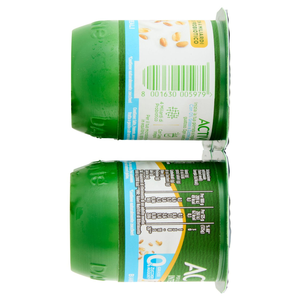 ACTIVIA Fibre, Yogurt con Probiotico Bifidus, 0% Grassi, 0% Zuccheri Aggiunti, Bianco Cereali,4x125g