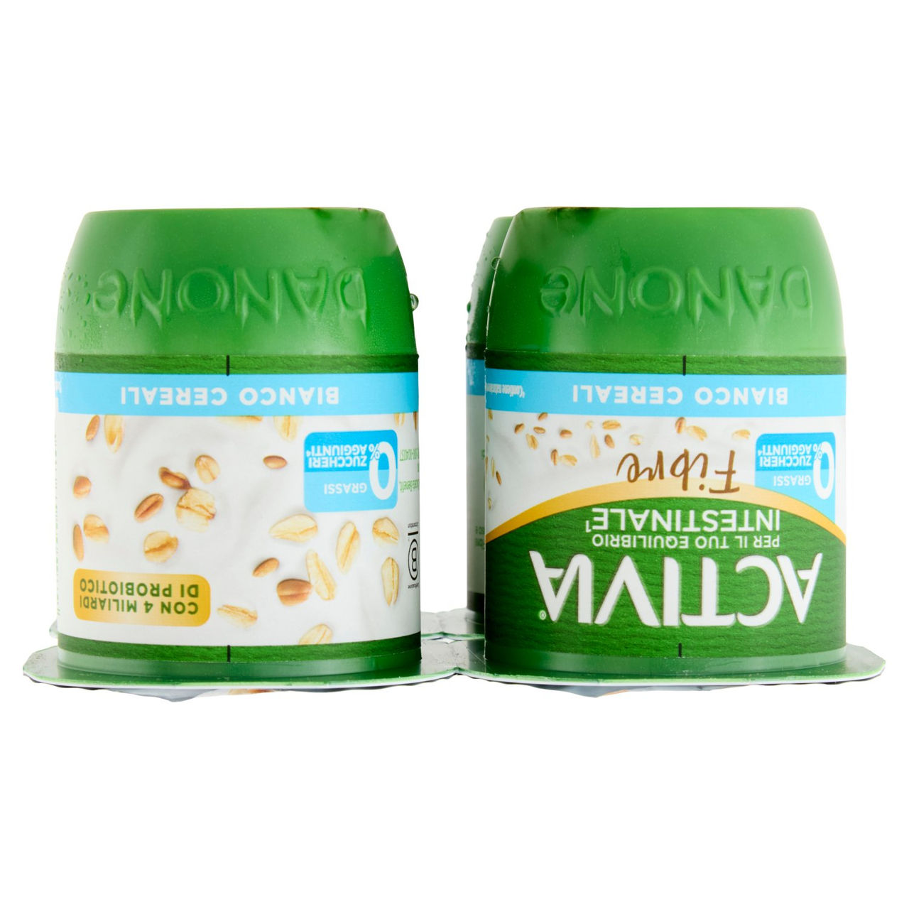 ACTIVIA Fibre, Yogurt con Probiotico Bifidus, 0% Grassi, 0% Zuccheri Aggiunti, Bianco Cereali,4x125g