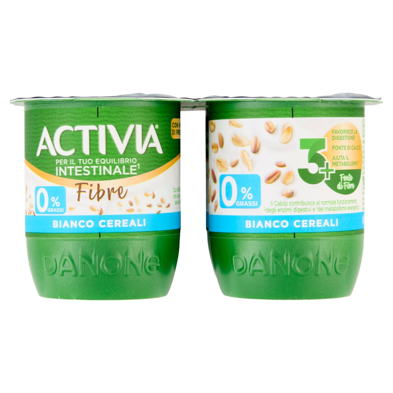 ACTIVIA Fibre, Yogurt con Probiotico Bifidus, 0% Grassi, Bianco Cereali, 4x125g