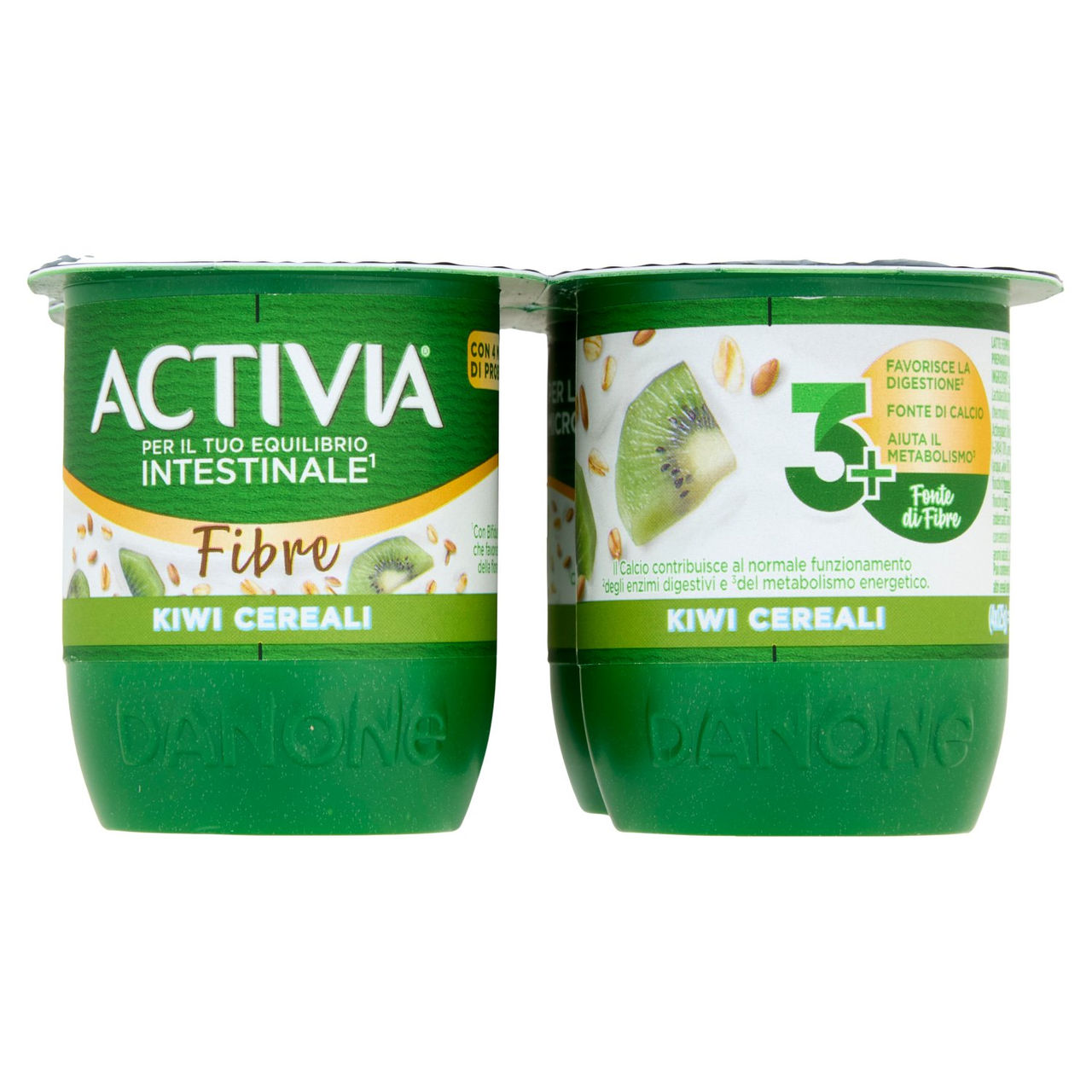 ACTIVIA Fibre Yogurt con Probiotico Bifidus, gusto Kiwi e Cereali, 4x125g