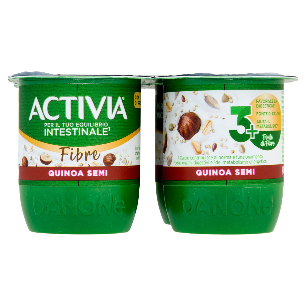 ACTIVIA Fibre Yogurt con Probiotico Bifidus, gusto Quinoa e Semi, 4x125g