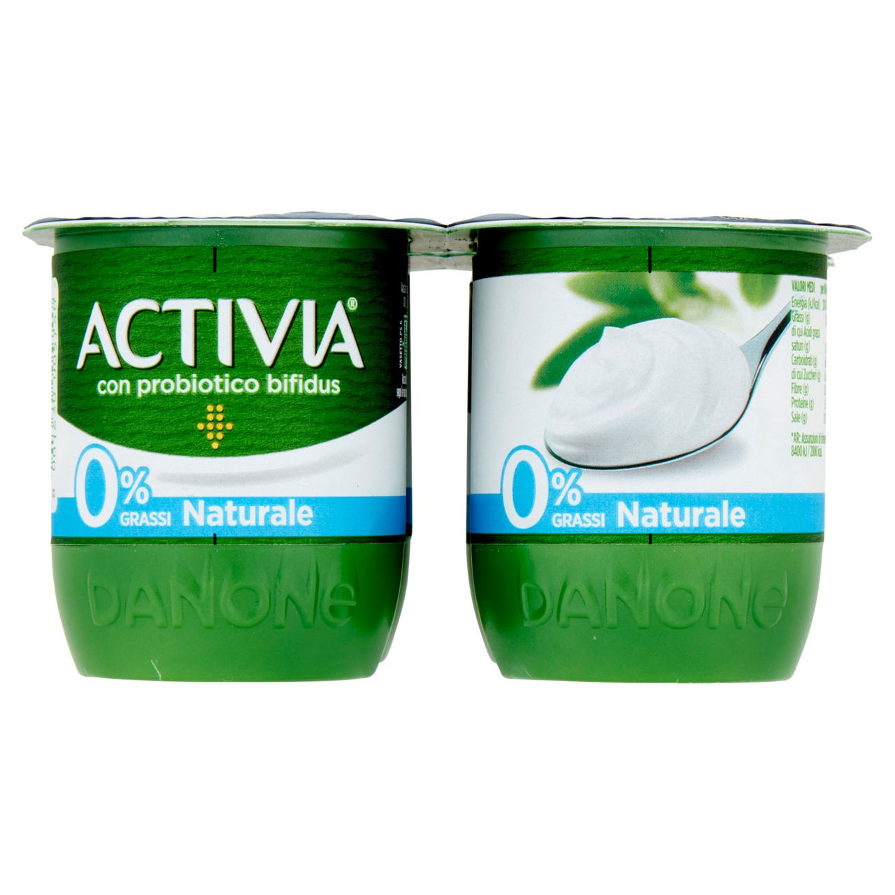 ACTIVIA Yogurt Bianco Naturale 0% grassi con Probiotico Bifidus, 4x125g