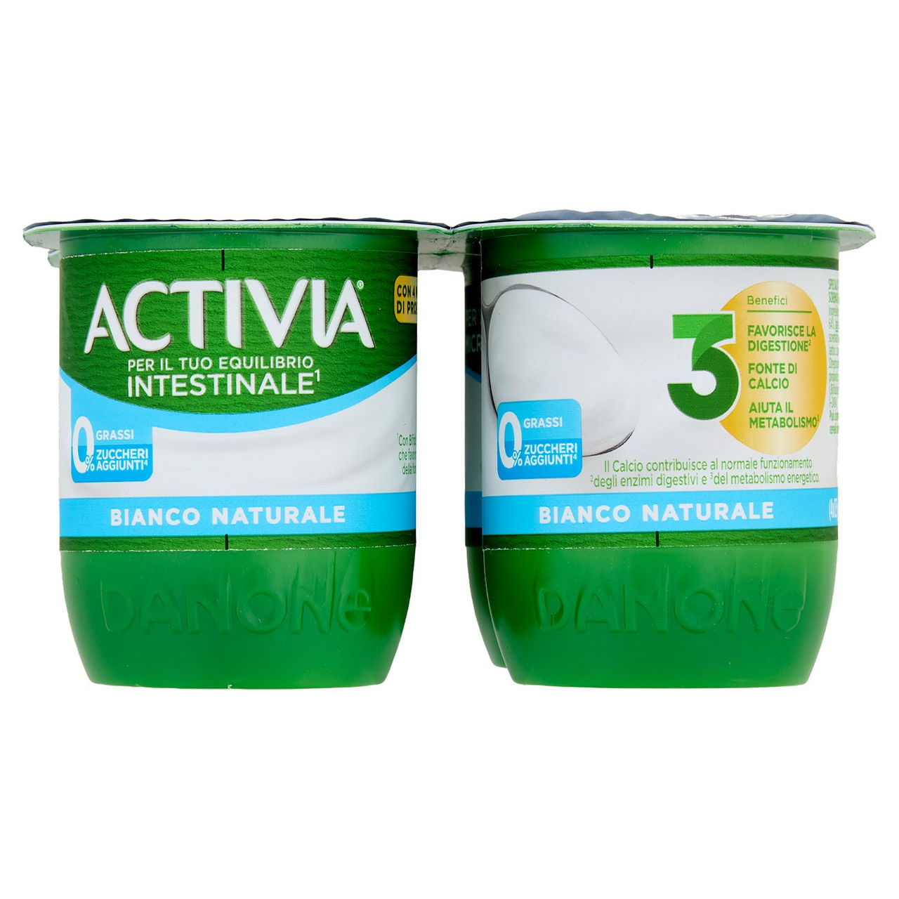 ACTIVIA Yogurt con Probiotico Bifidus, 0% Grassi, 0% Zuccheri Aggiunti, Bianco Naturale, 4x125g
