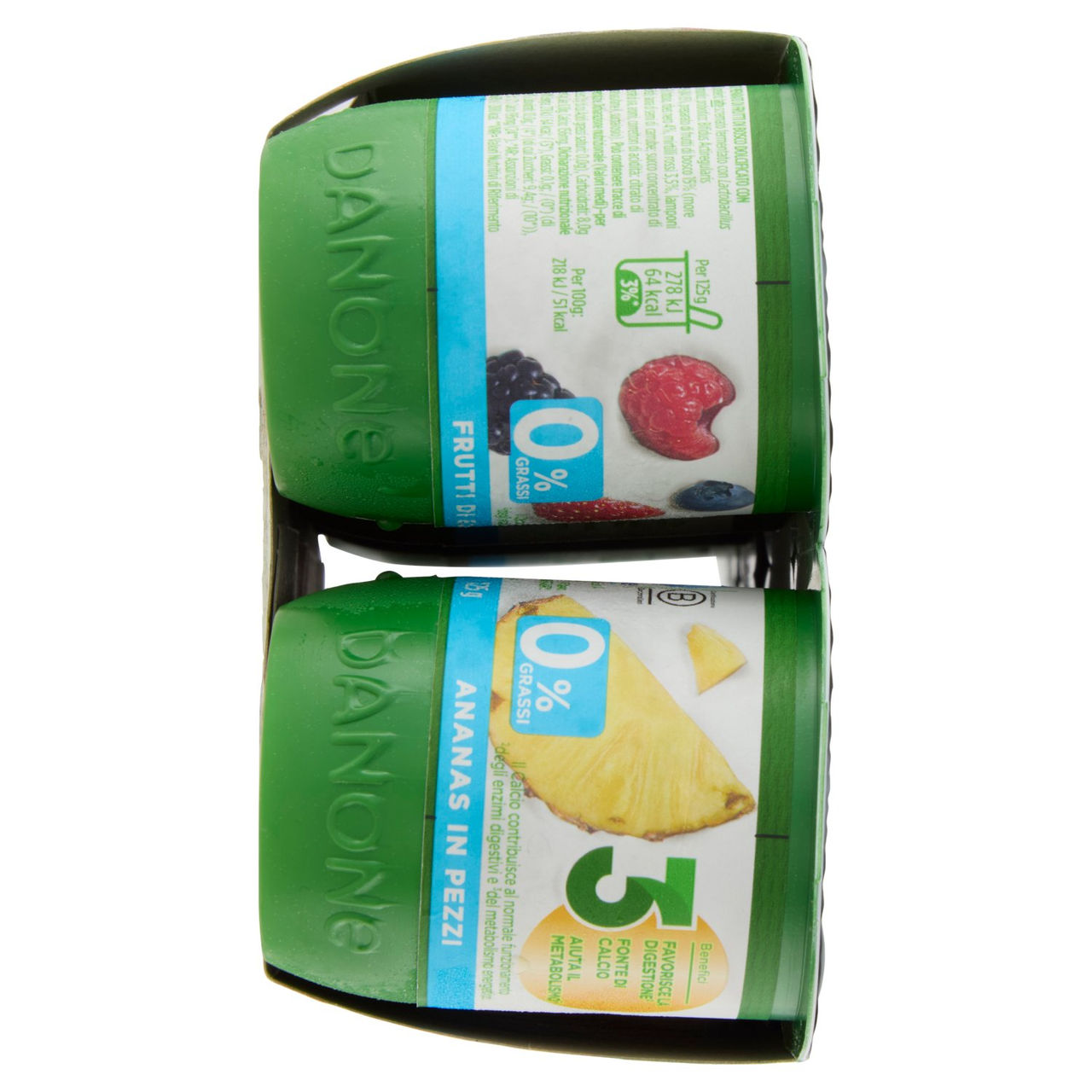 ACTIVIA Yogurt con Probiotico Bifidus, 0% Grassi, mix di gusti Pesca/Frag/Ananas/Frutti Bosco 8x125g