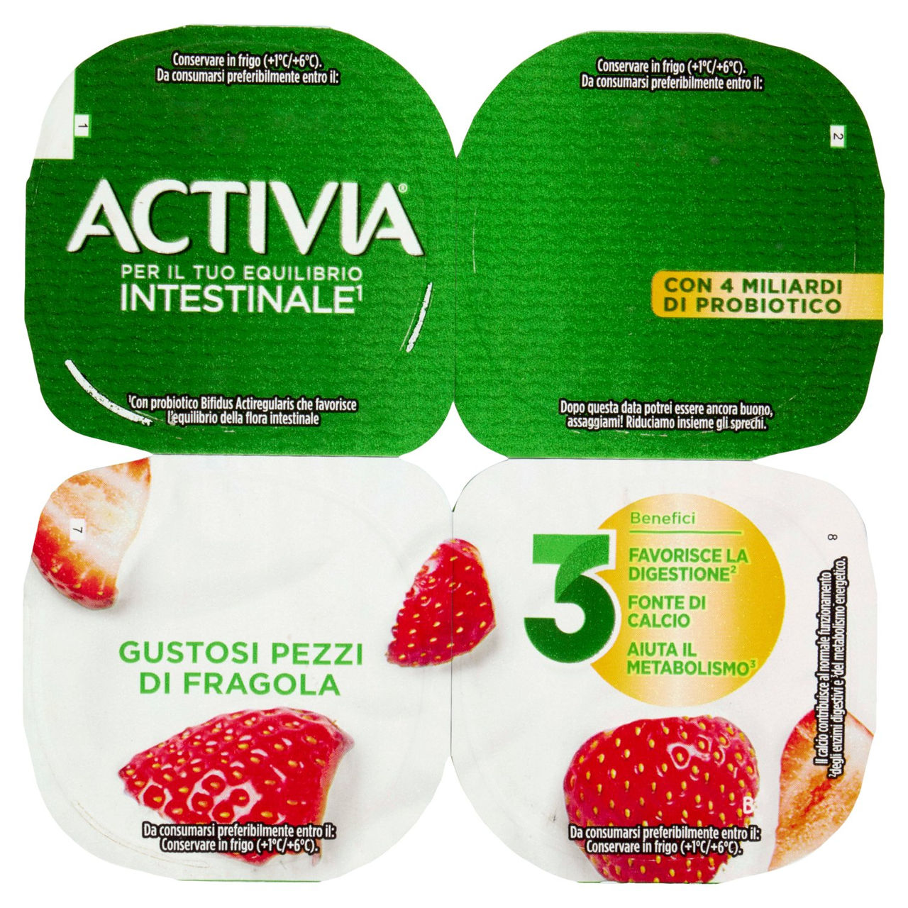 ACTIVIA Yogurt con Probiotico Bifidus, gusto Fragola, 4x125g