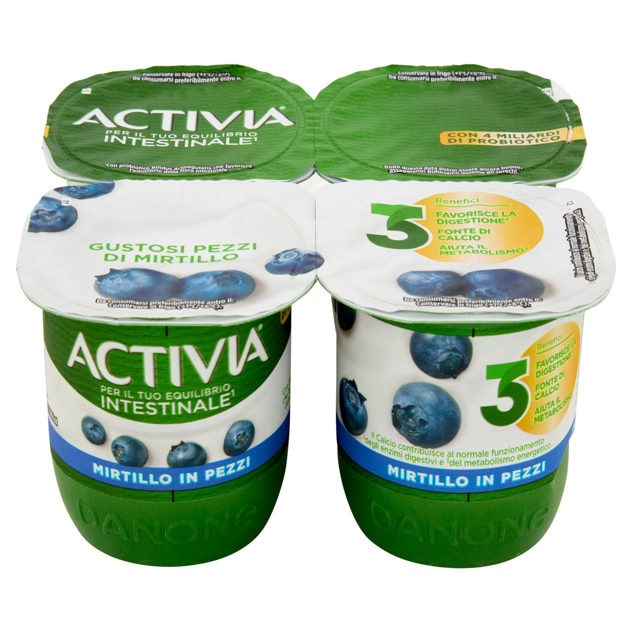 ACTIVIA Yogurt con Probiotico Bifidus, gusto Mirtillo, 4x125g