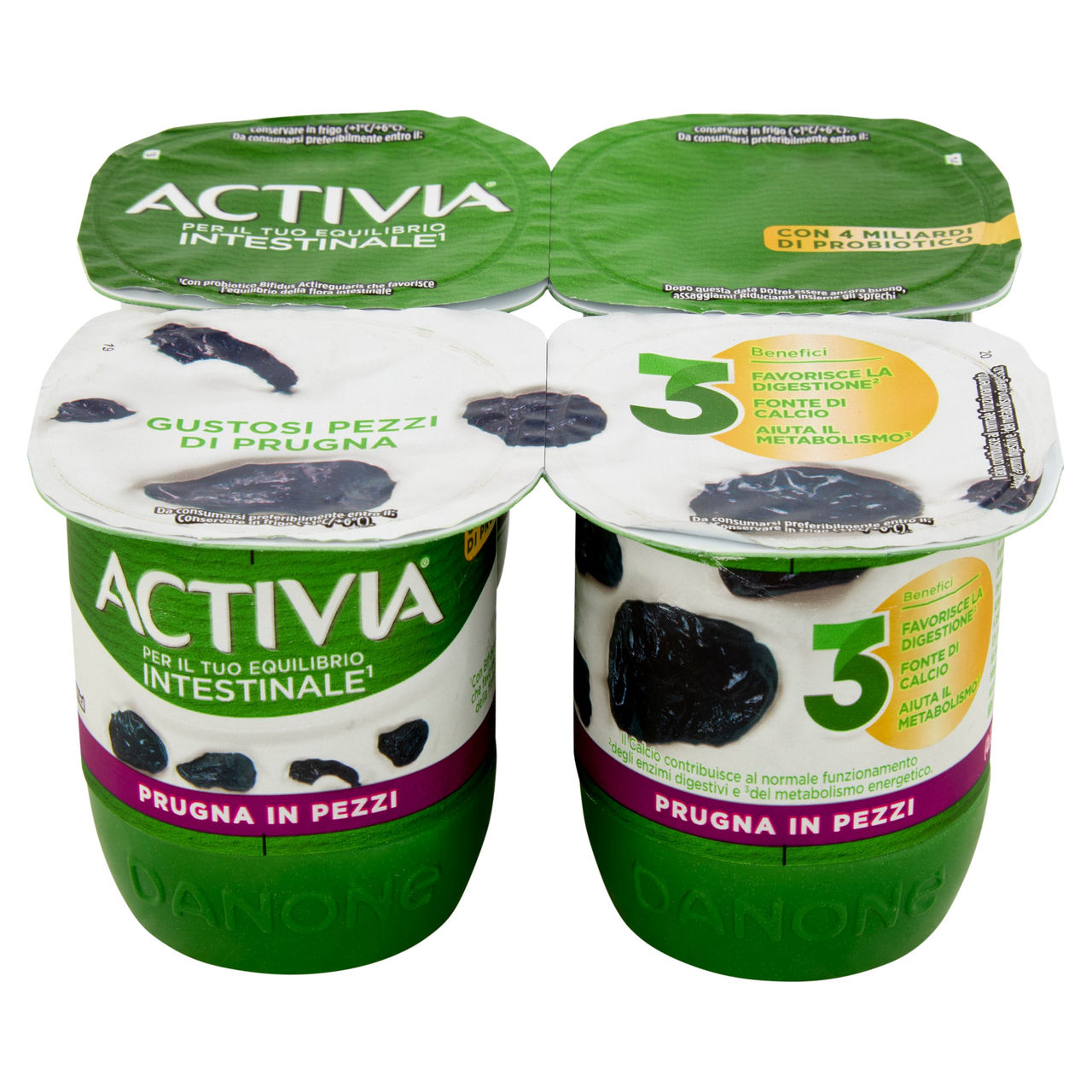 ACTIVIA Yogurt con Probiotico Bifidus, gusto Prugna, 4x125g