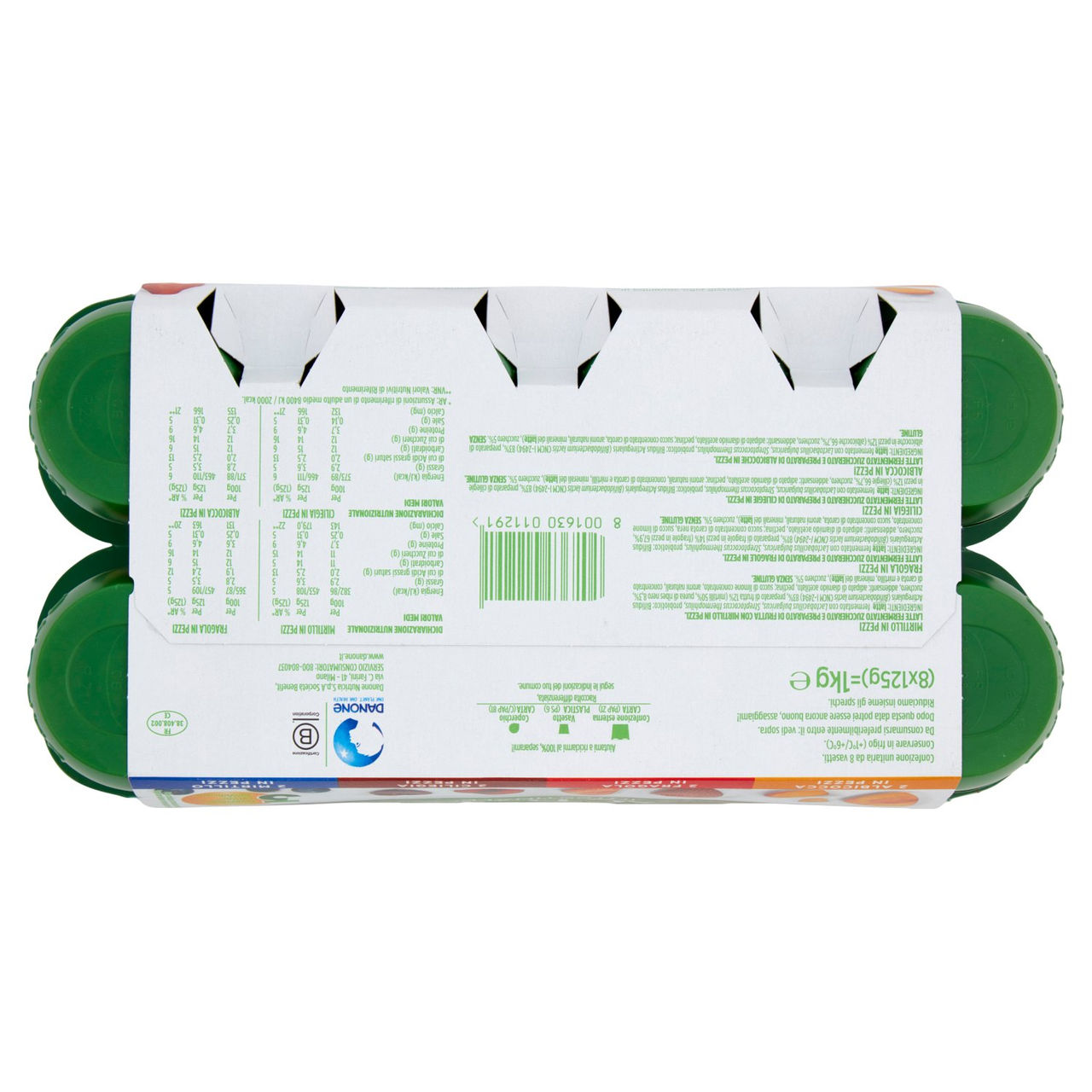 ACTIVIA Yogurt con Probiotico Bifidus, mix di gusti Mirtillo/Fragola/Ciliegia/Albicocca, 8x125g