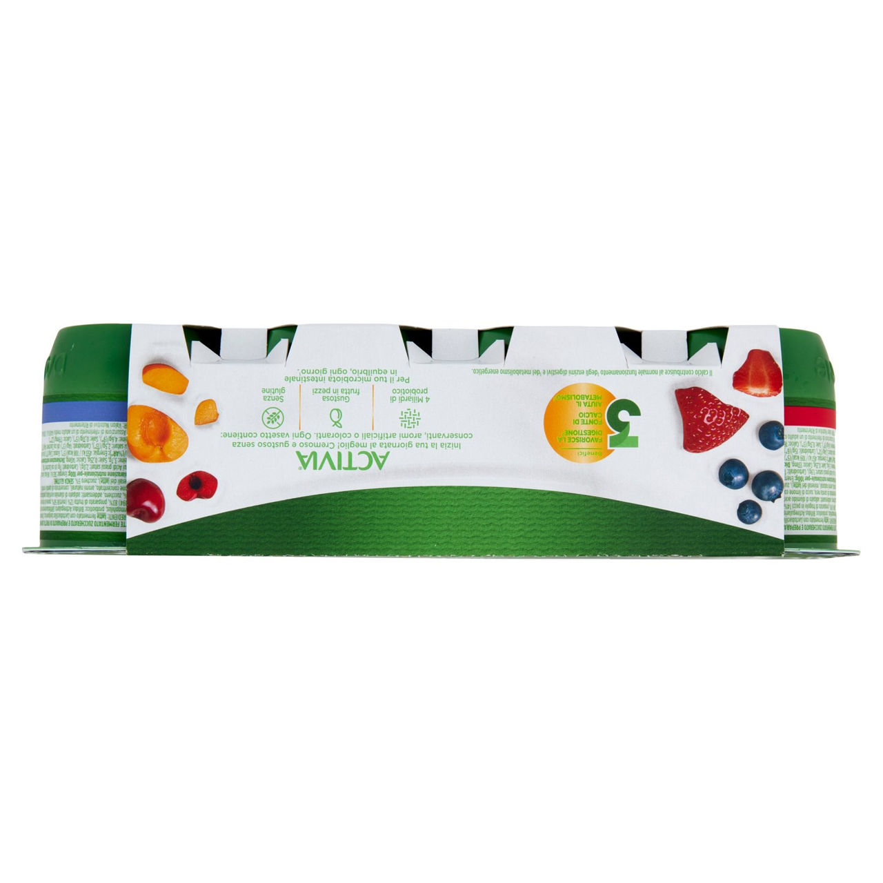 ACTIVIA Yogurt con Probiotico Bifidus, mix di gusti Mirtillo/Fragola/Ciliegia/Albicocca, 8x125g