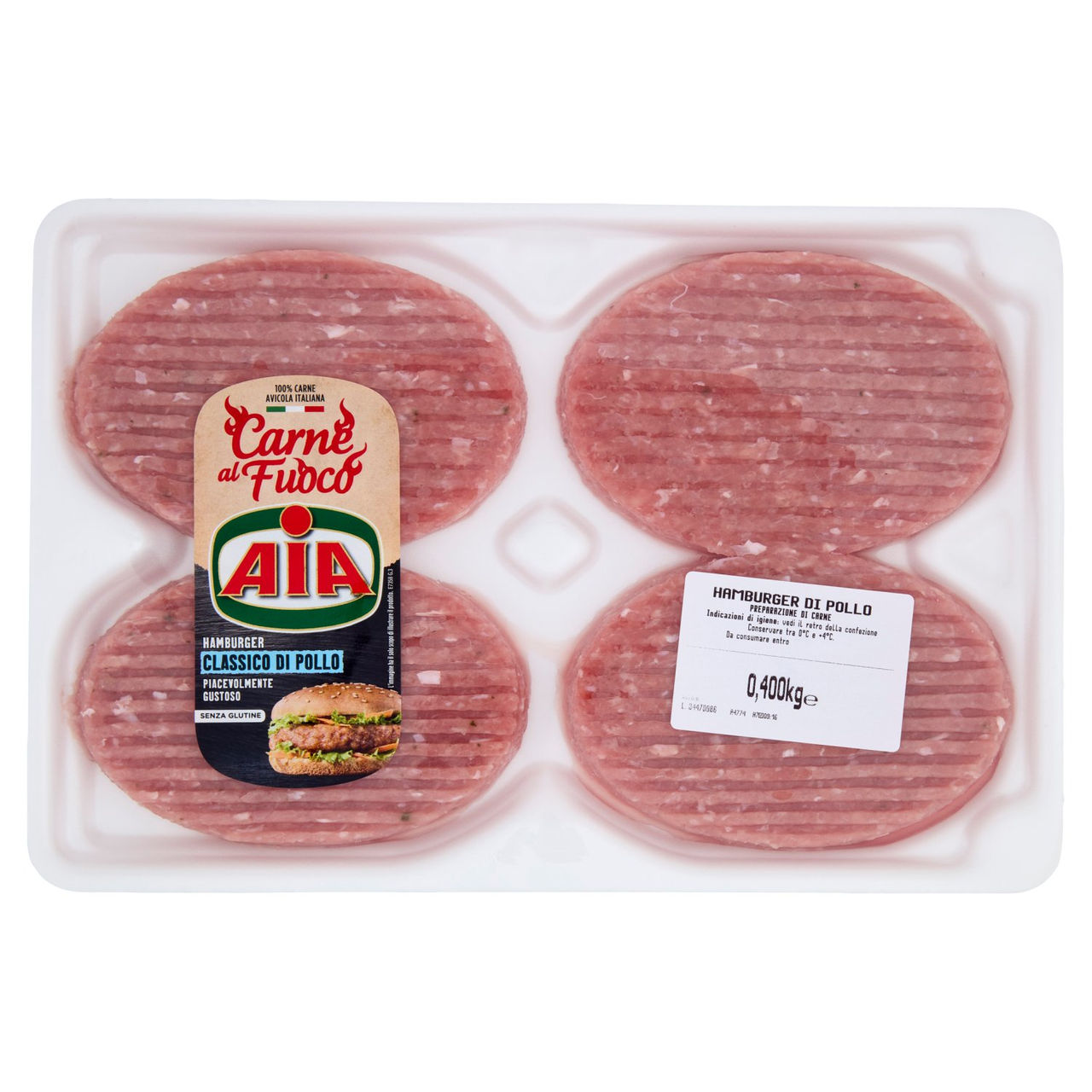 Aia Carne al Fuoco Hamburger Classico di Pollo 0,400 kg