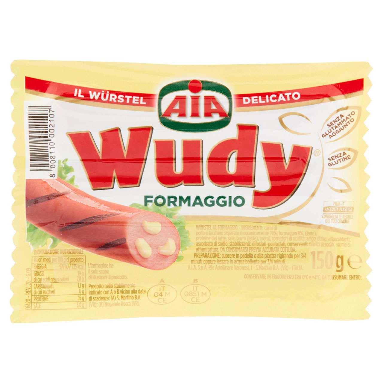 Aia Wudy Formaggio 150 g in vendita online