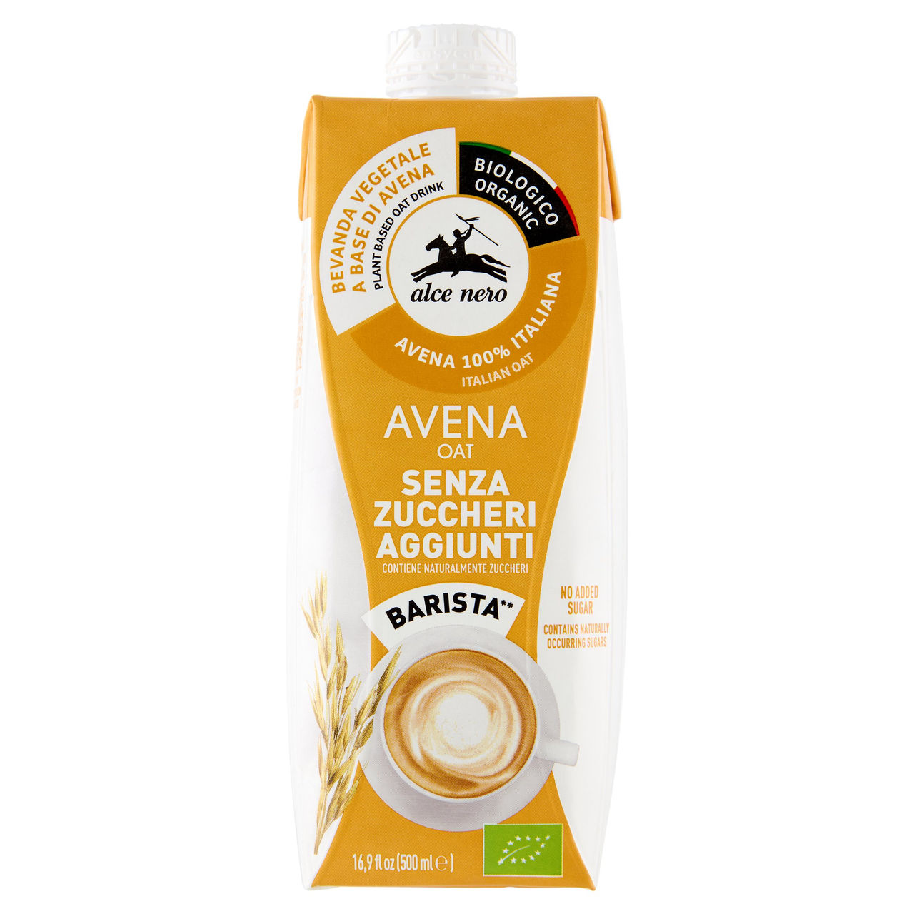 alce nero Bevanda Vegetale a Base di Avena Senza Zuccheri Aggiunti Barista** 500 ml