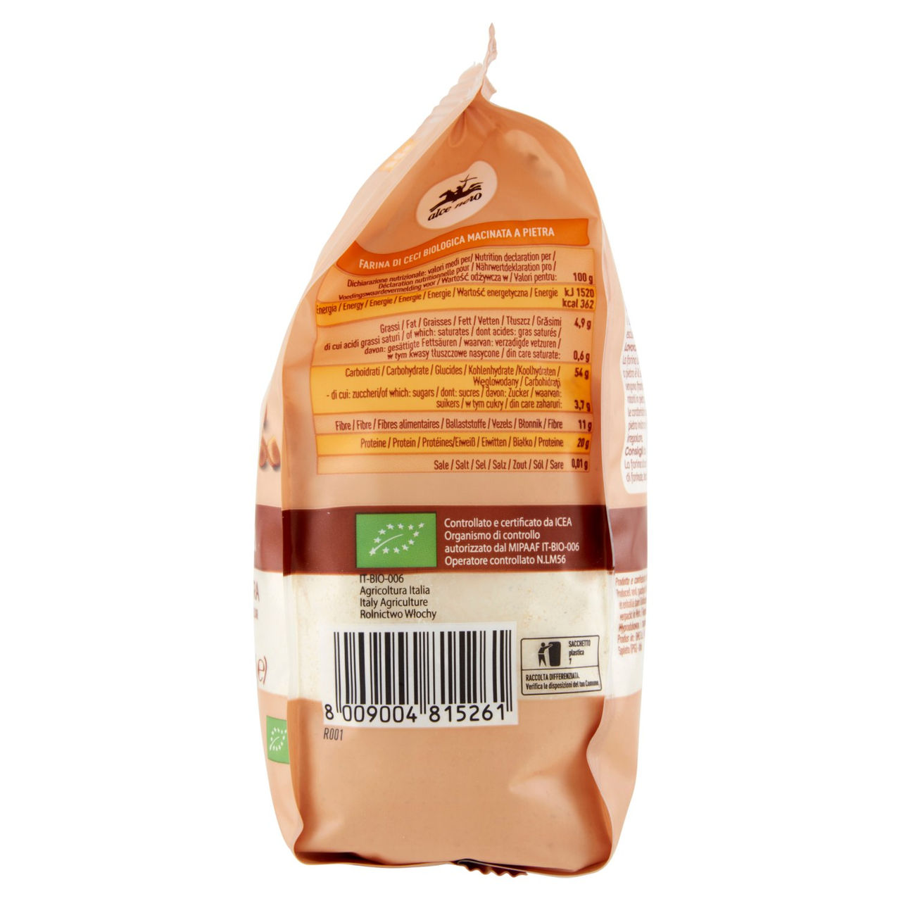 alce nero Farina di Ceci Macinata a Pietra 500 g