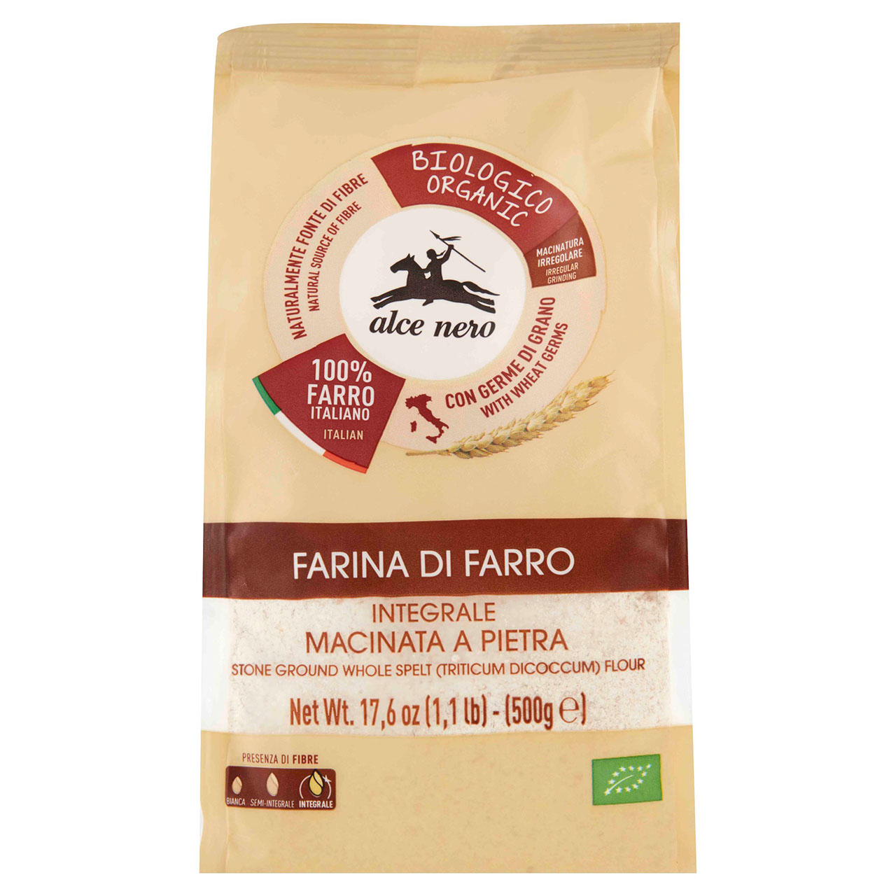 alce nero Farina di Farro Integrale Macinata a Pietra 500 g
