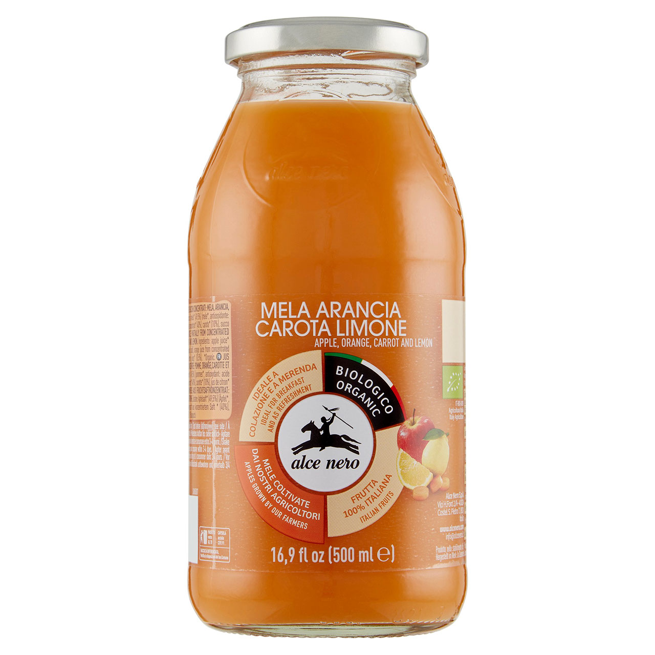 alce nero Mela Arancia Carota Limone 500 ml