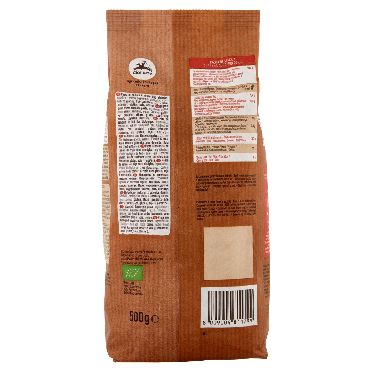 alce nero Mezze Maniche Varietà di Grano Cappelli 500 g