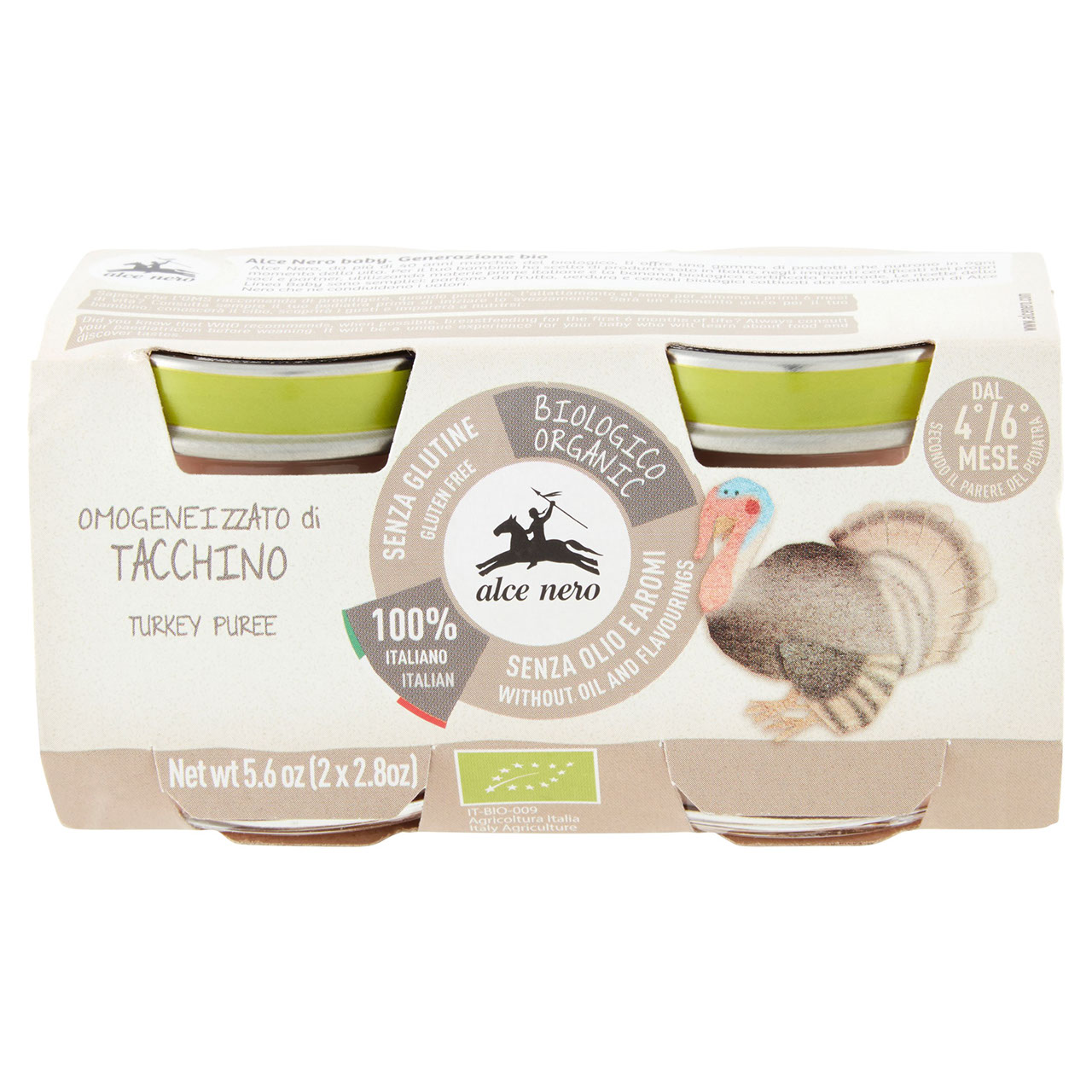 alce nero Omogeneizzato di Tacchino 2 x 80 g