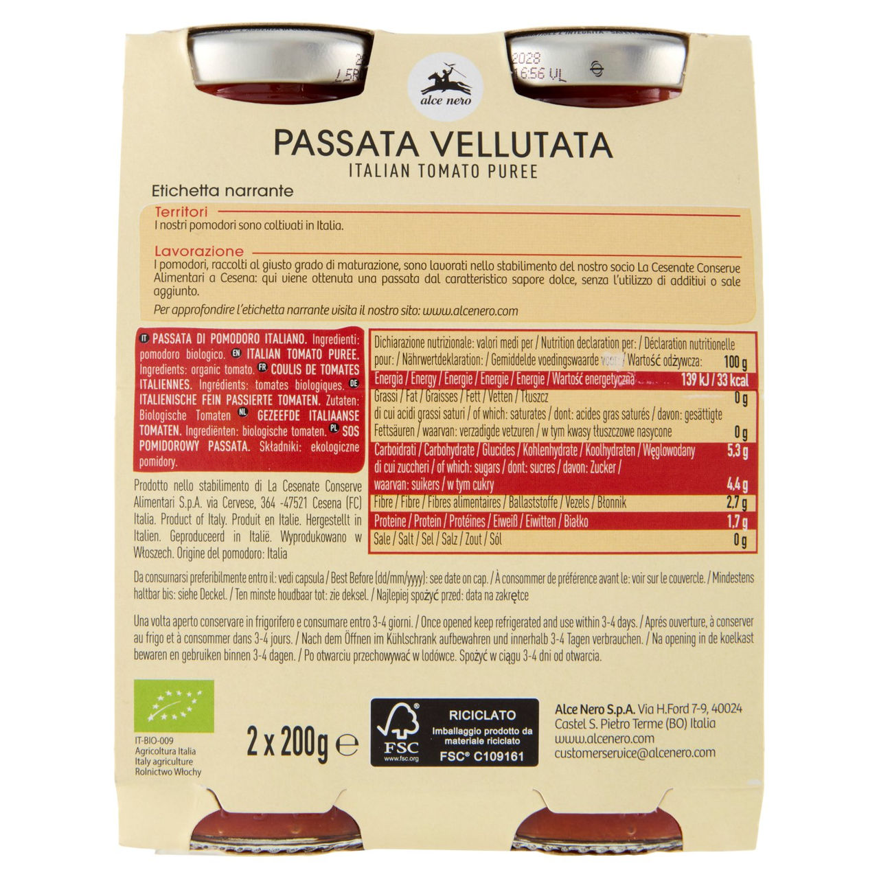 alce nero Passata Vellutata 2 x 200 g