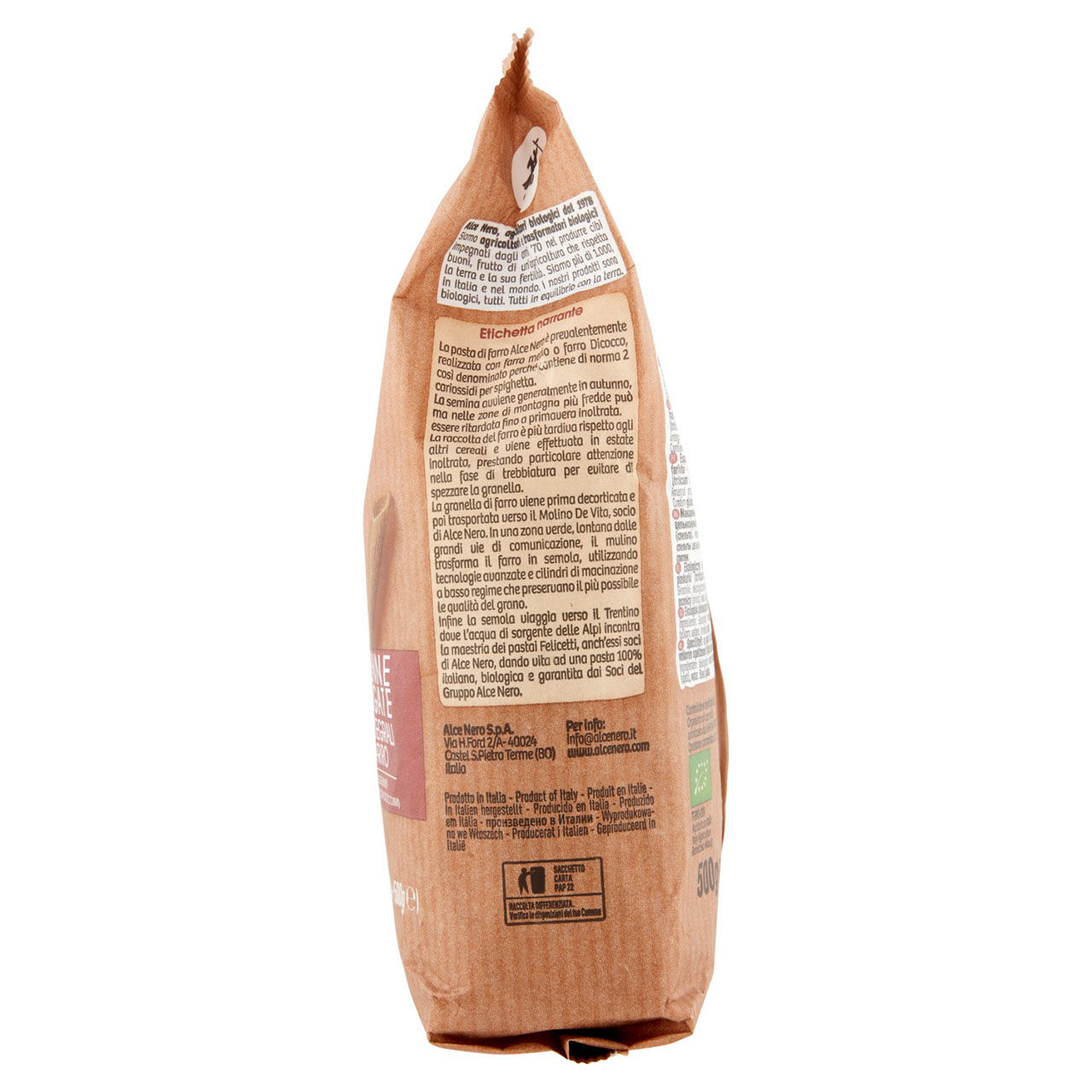 alce nero Penne Rigate Integrali Farro 500 g