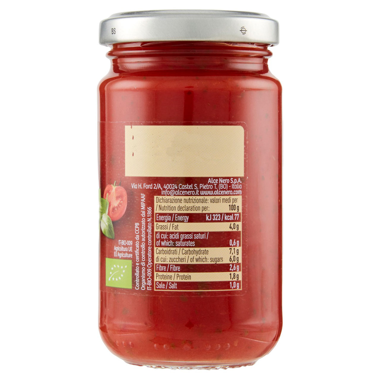 alce nero Sugo di Pomodoro con Basilico 200 g