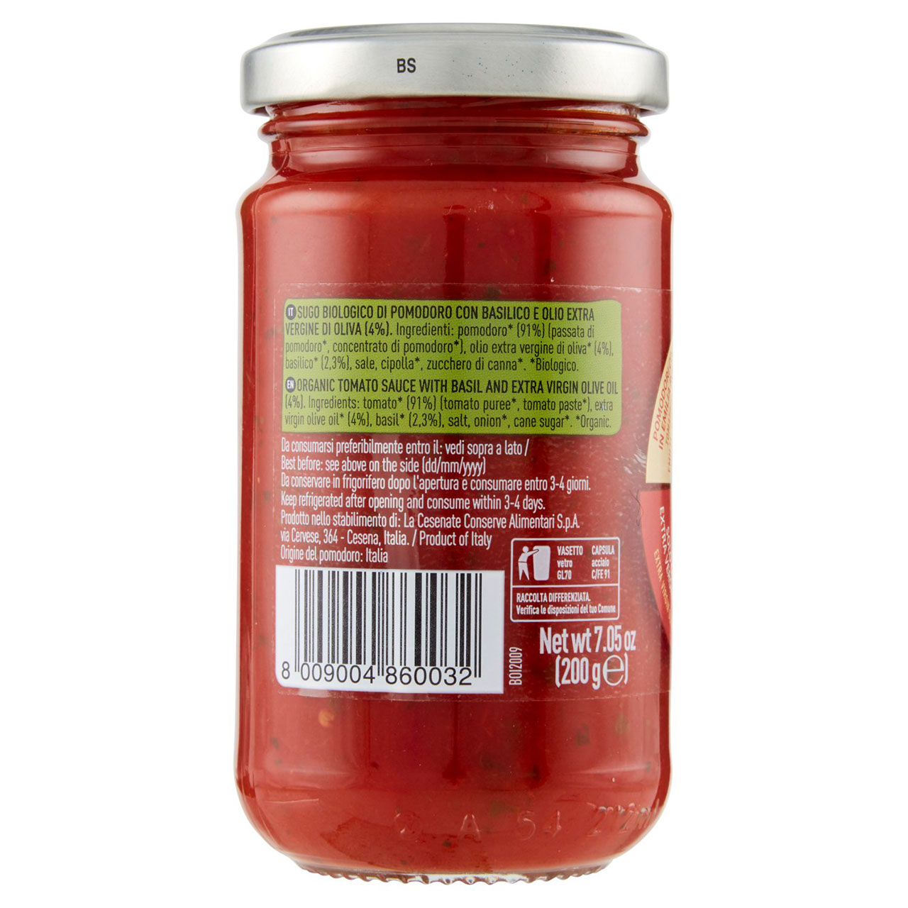 alce nero Sugo di Pomodoro con Basilico 200 g