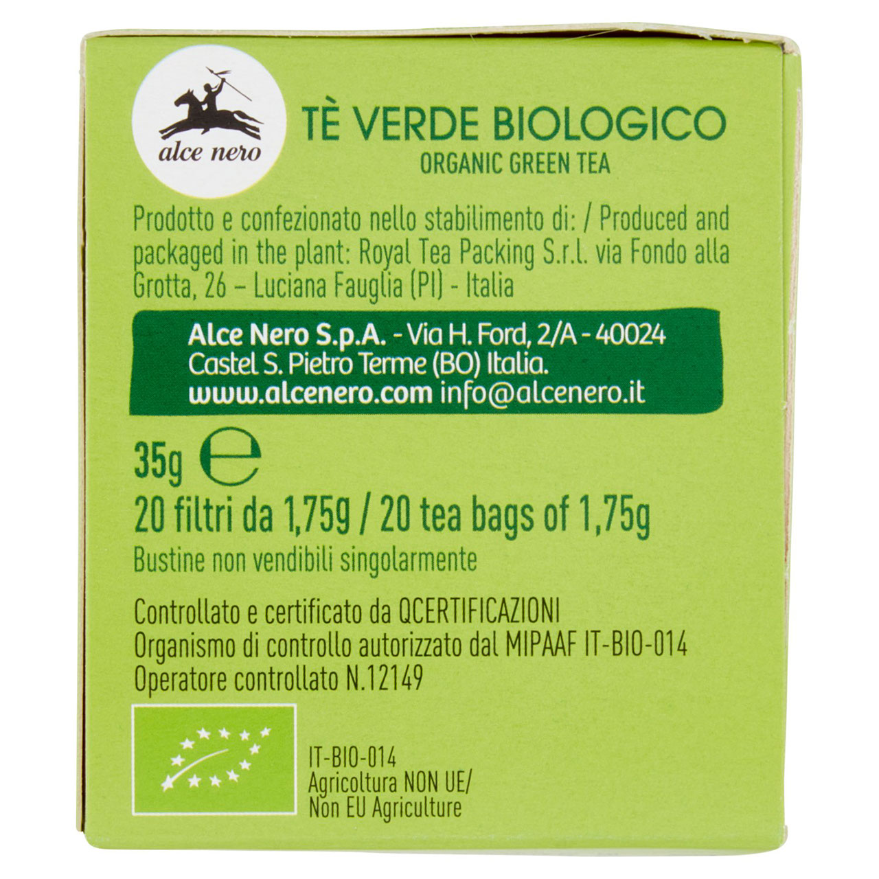 alce nero Tè Verde 20 x 1,75 g
