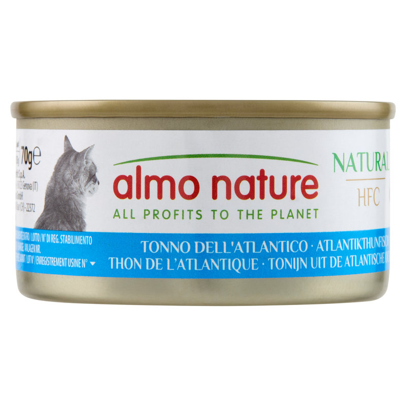 24x Almo Nature HFC Natural Kattenvoer Nat Blikje Atlantische Tonijn 70 Gr