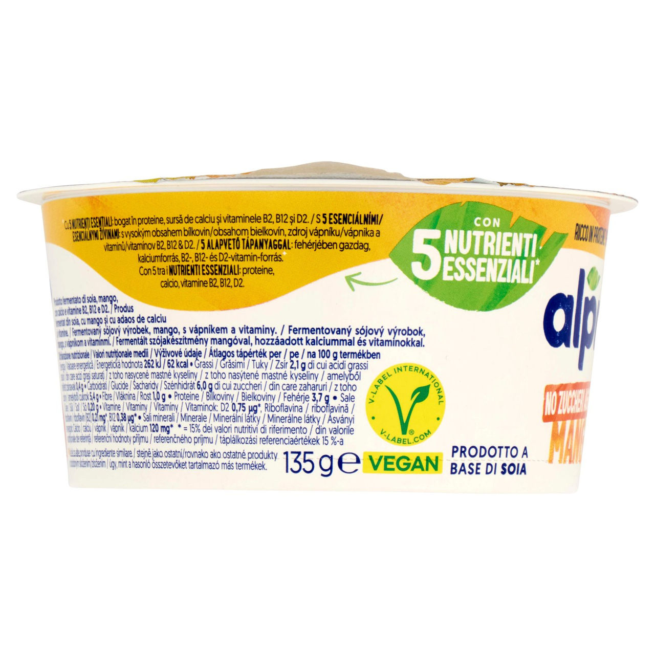 ALPRO Alternativa Vegetale allo Yogurt, Gusto Mango, Senza Lattosio, Senza Conservanti, 135g