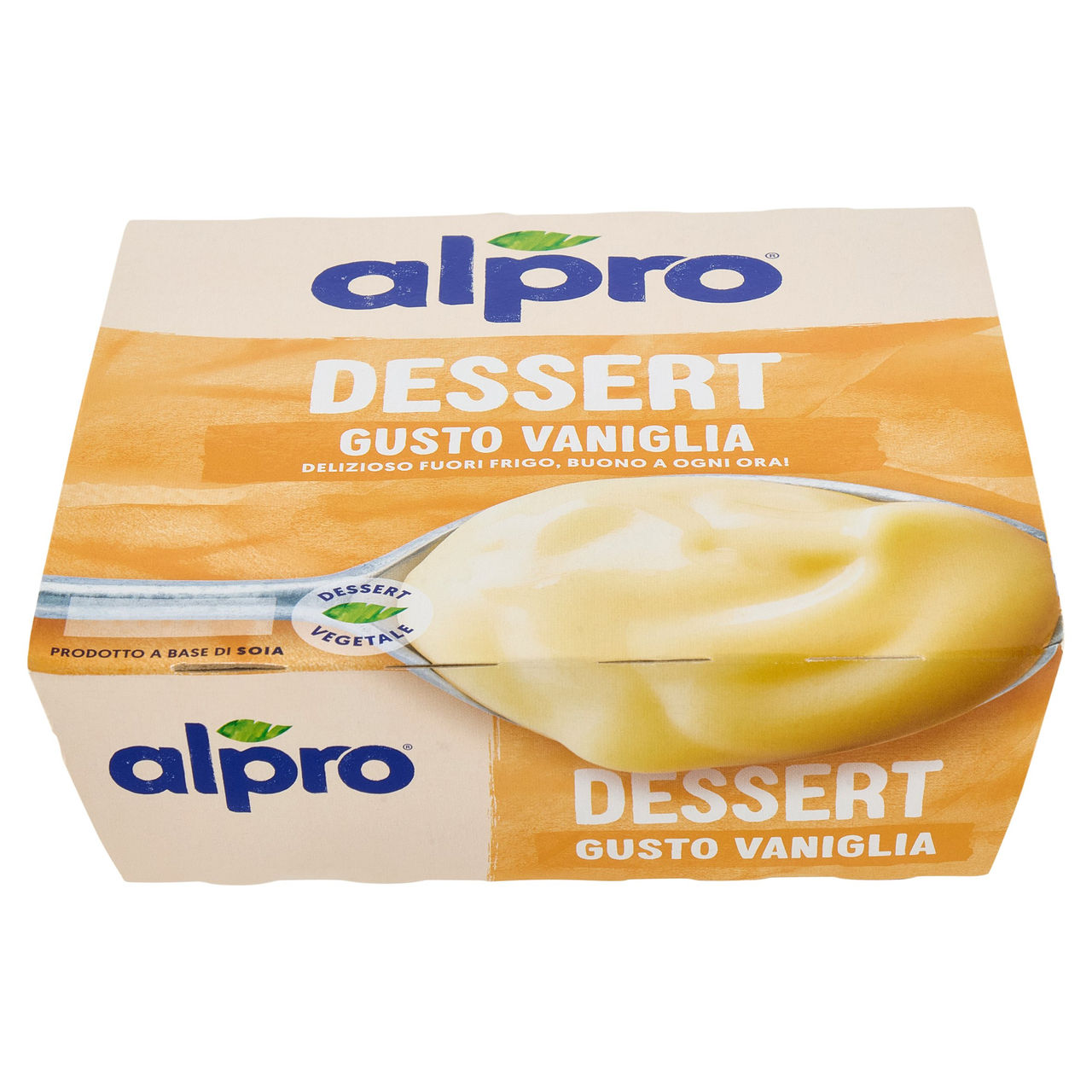 ALPRO Dessert 100% Vegetale Gusto Vaniglia, Senza Lattosio, Povero di Grassi, Fonte di Calcio,4X125g