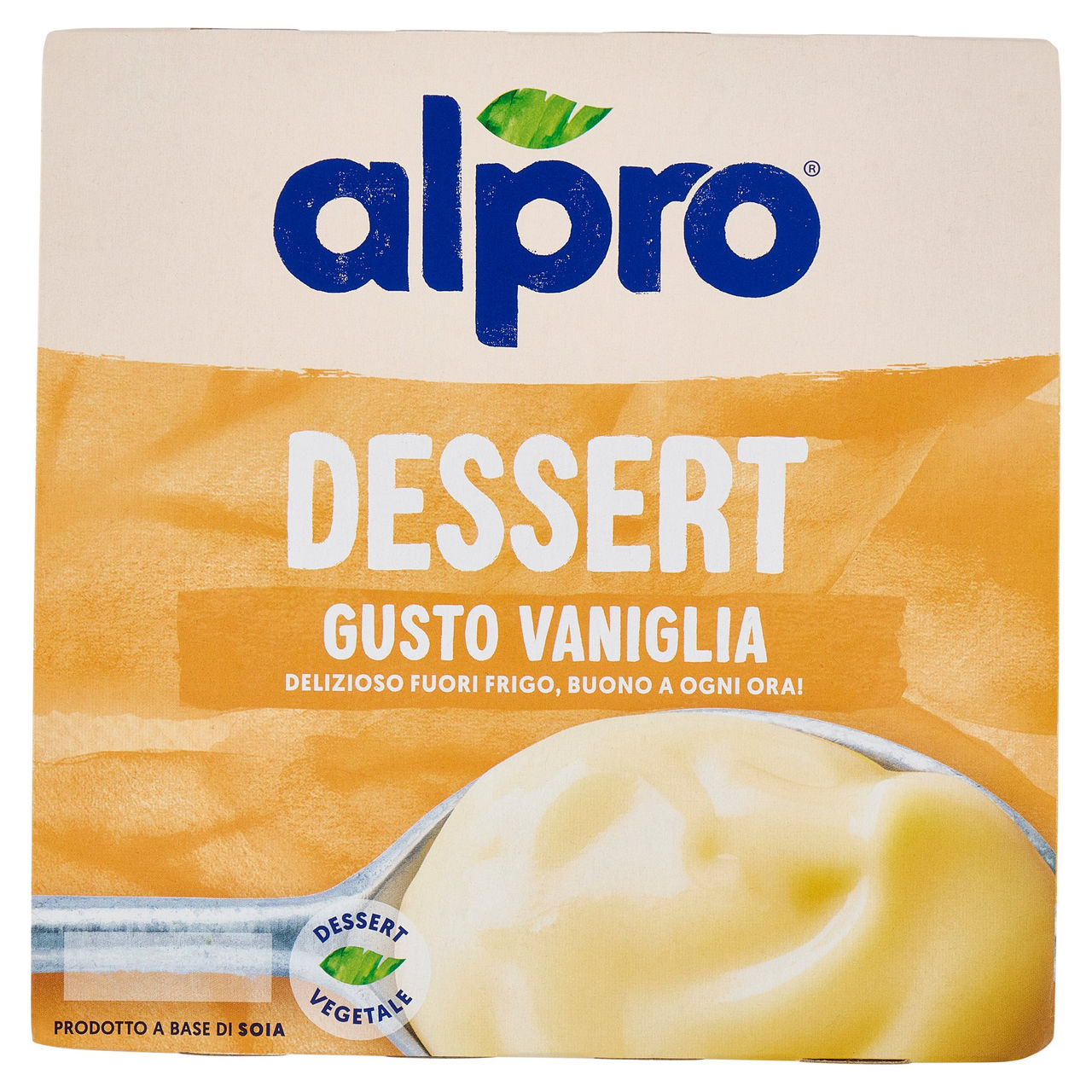 ALPRO Dessert 100% Vegetale Gusto Vaniglia, Senza Lattosio, Povero di Grassi, Fonte di Calcio,4X125g