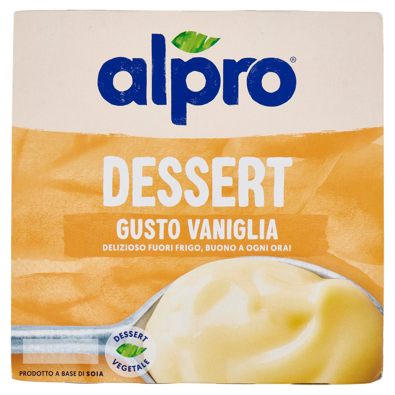 ALPRO Dessert 100% Vegetale Gusto Vaniglia, Senza Lattosio, Povero di Grassi, Fonte di Calcio,4X125g