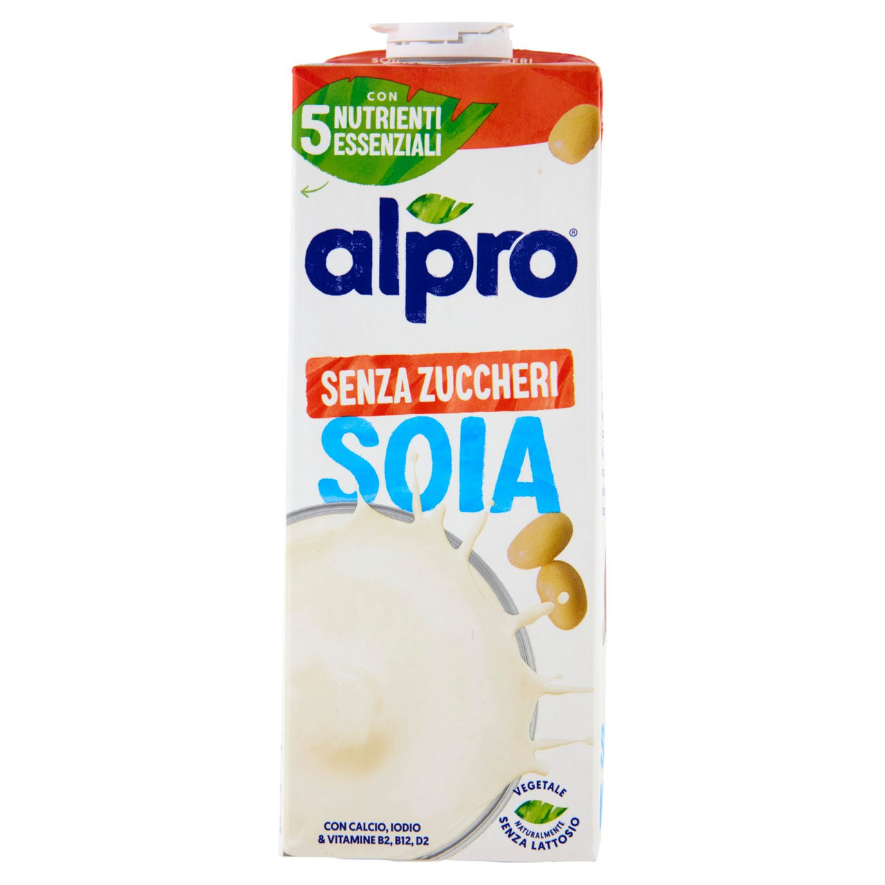ALPRO Senza Zuccheri, Bevanda alla Soia 100% Vegetale con Vitamine B2, B12 e D, 1L