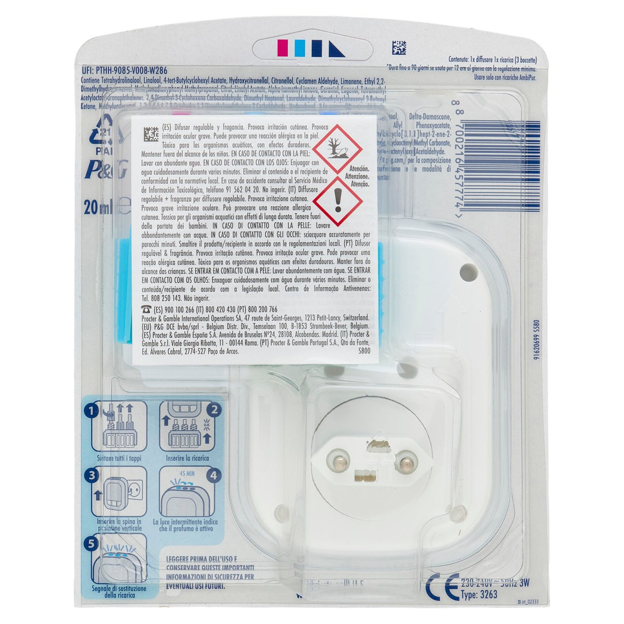 Ambi Pur Profumatore per Ambienti Diffusore Elettrico Ricarica 3Volution, Risveglio Primaverile 20ml
