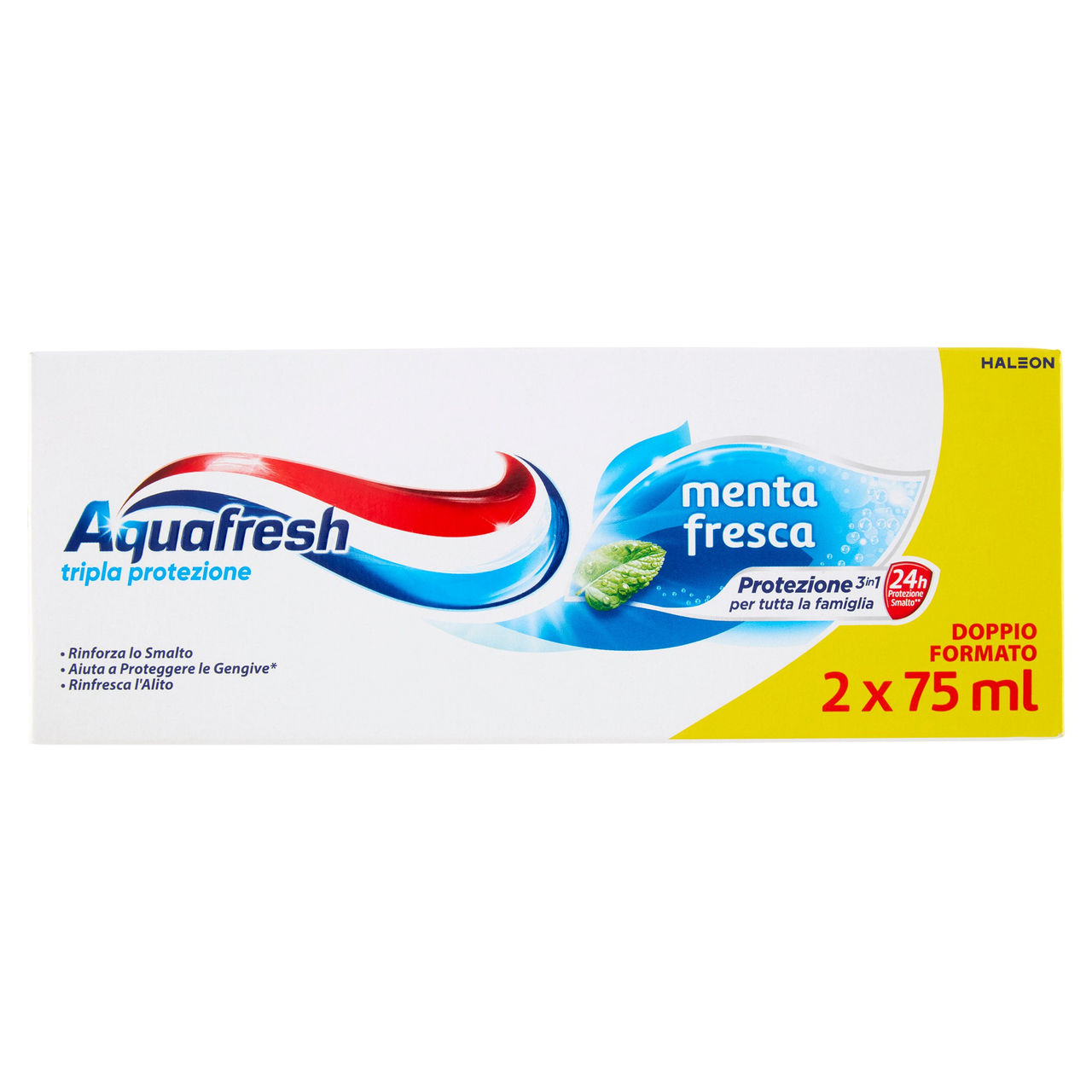 Aquafresh tripla protezione dentifricio igiene dentale menta fresca multi pack 2 x 75 ml