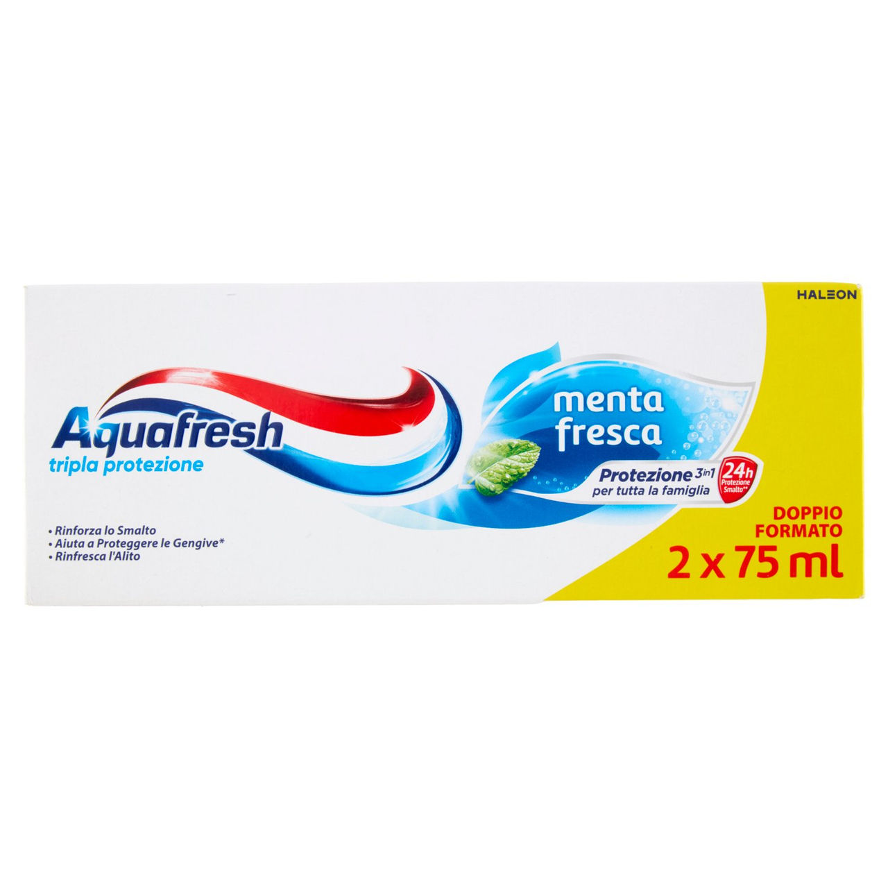 Aquafresh tripla protezione dentifricio igiene dentale menta fresca multi pack 2 x 75 ml