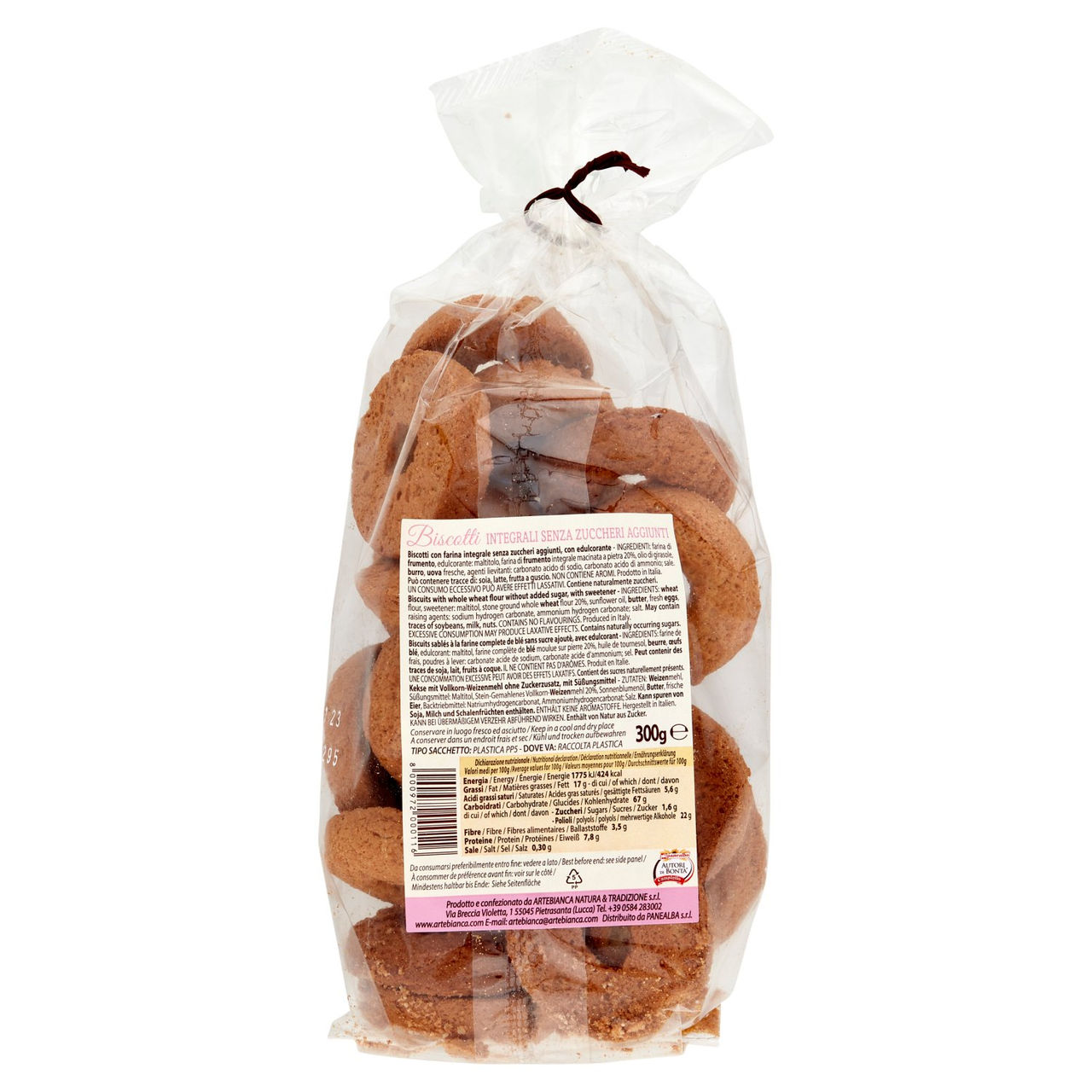 Artebianca Biscotti Integrali Senza Zuccheri Aggiunti 300 g