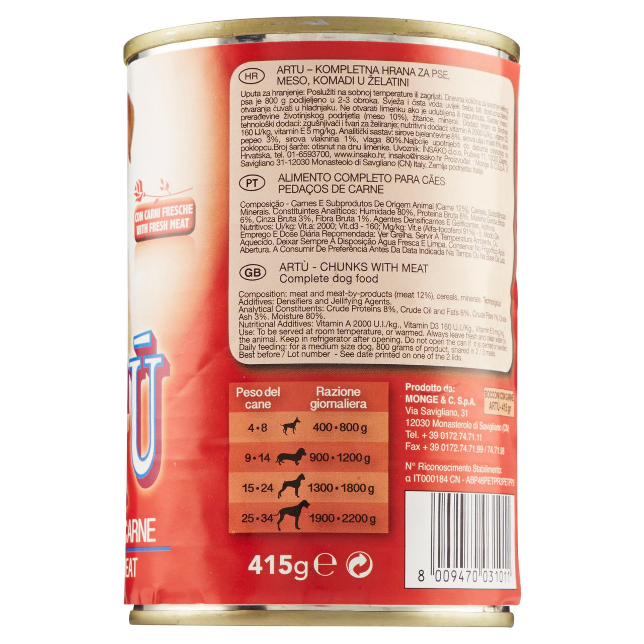 Artù Bocconi con Carne 415 g